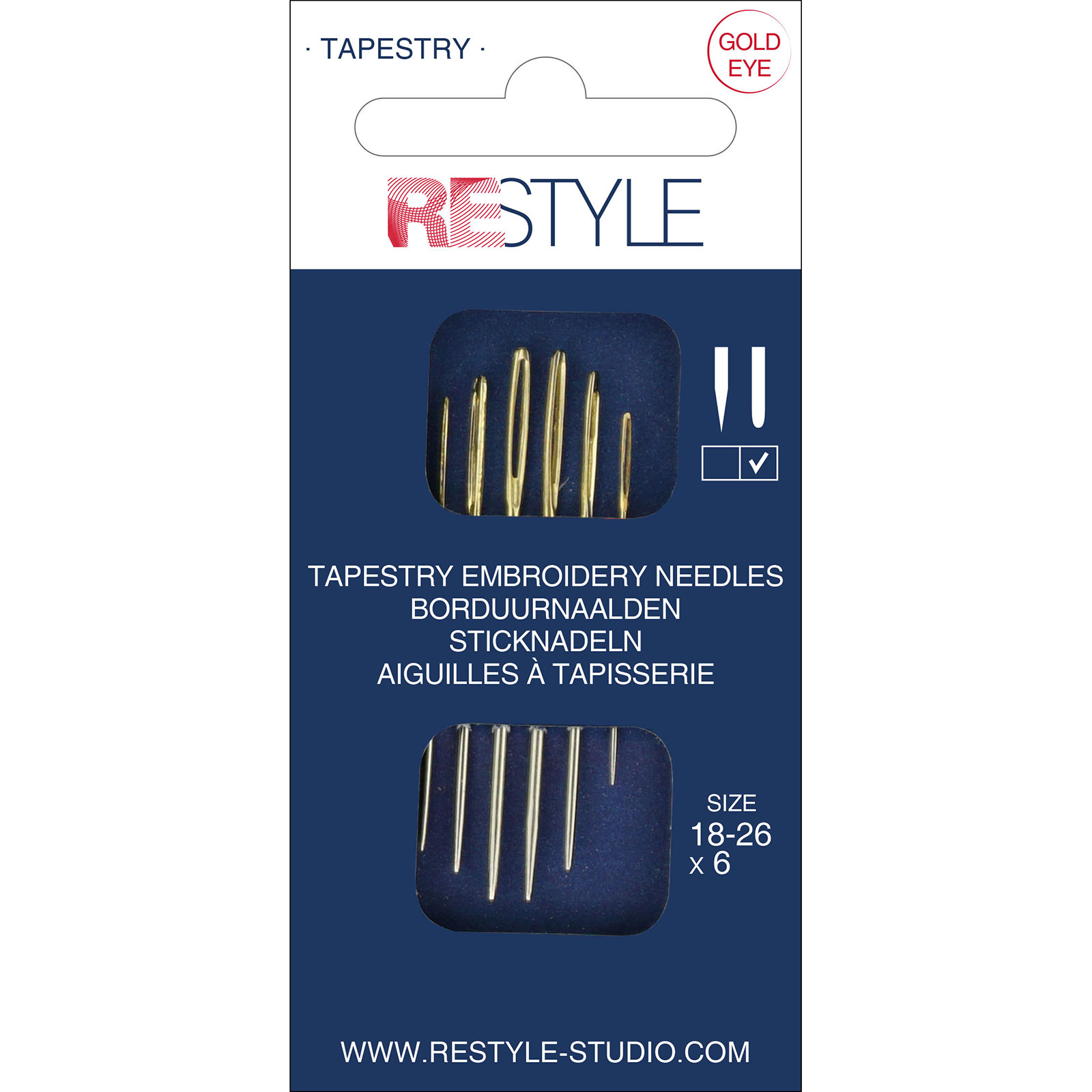 ReStyle Borduurnaalden met ronde punt 18 - 26, 6 stuks - Kaart