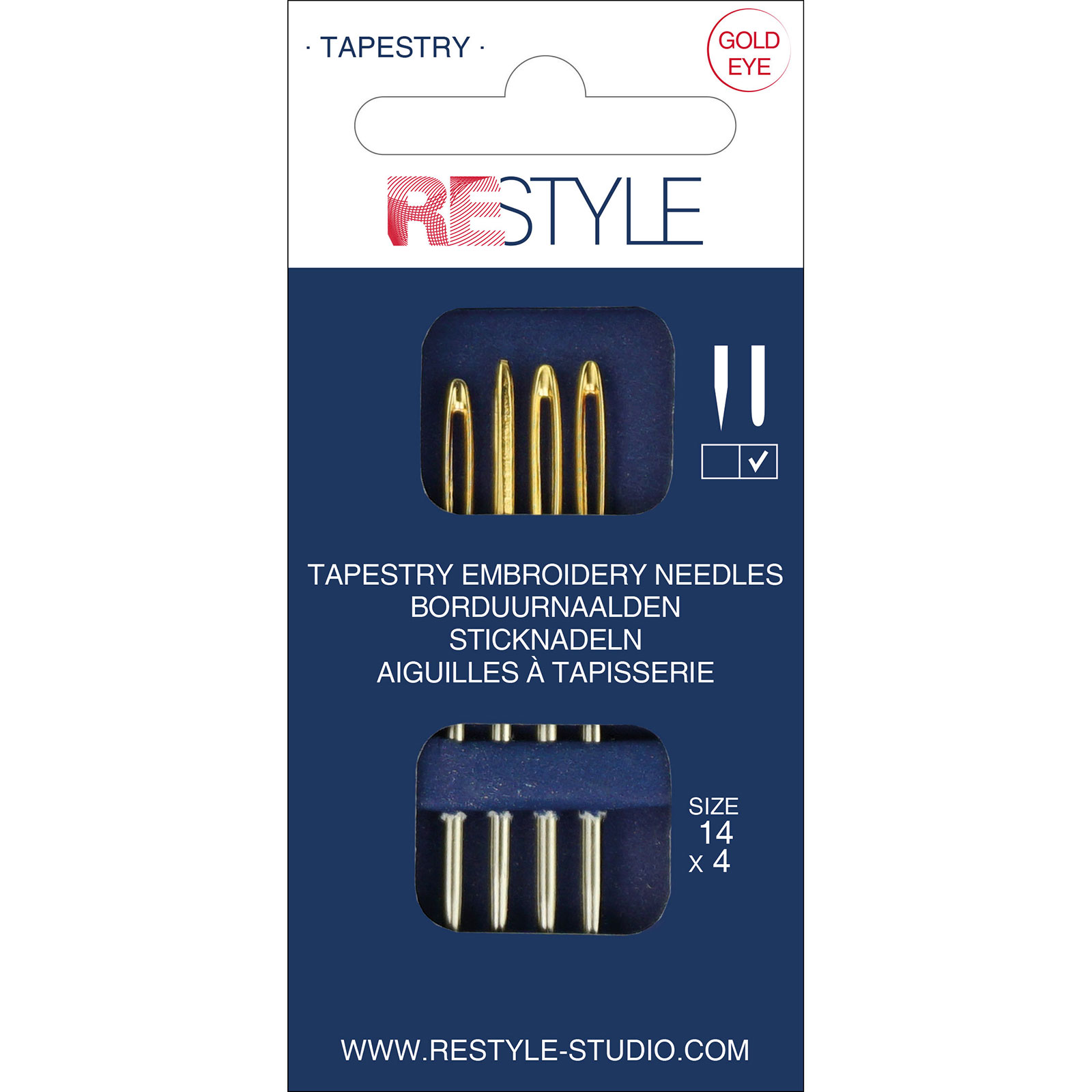 ReStyle Borduurnaalden met ronde punt 14, 4 stuks - Kaart