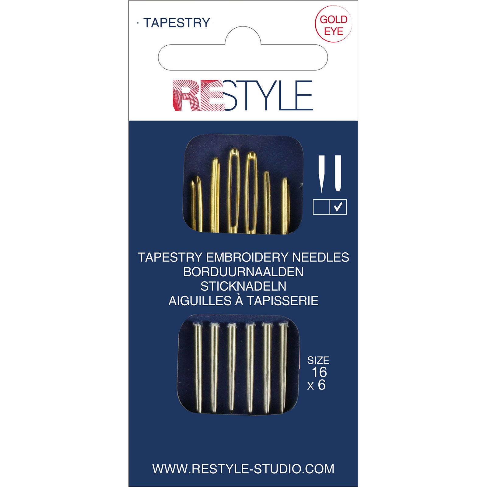 ReStyle Borduurnaalden met ronde punt 16, 6 stuks - Kaart