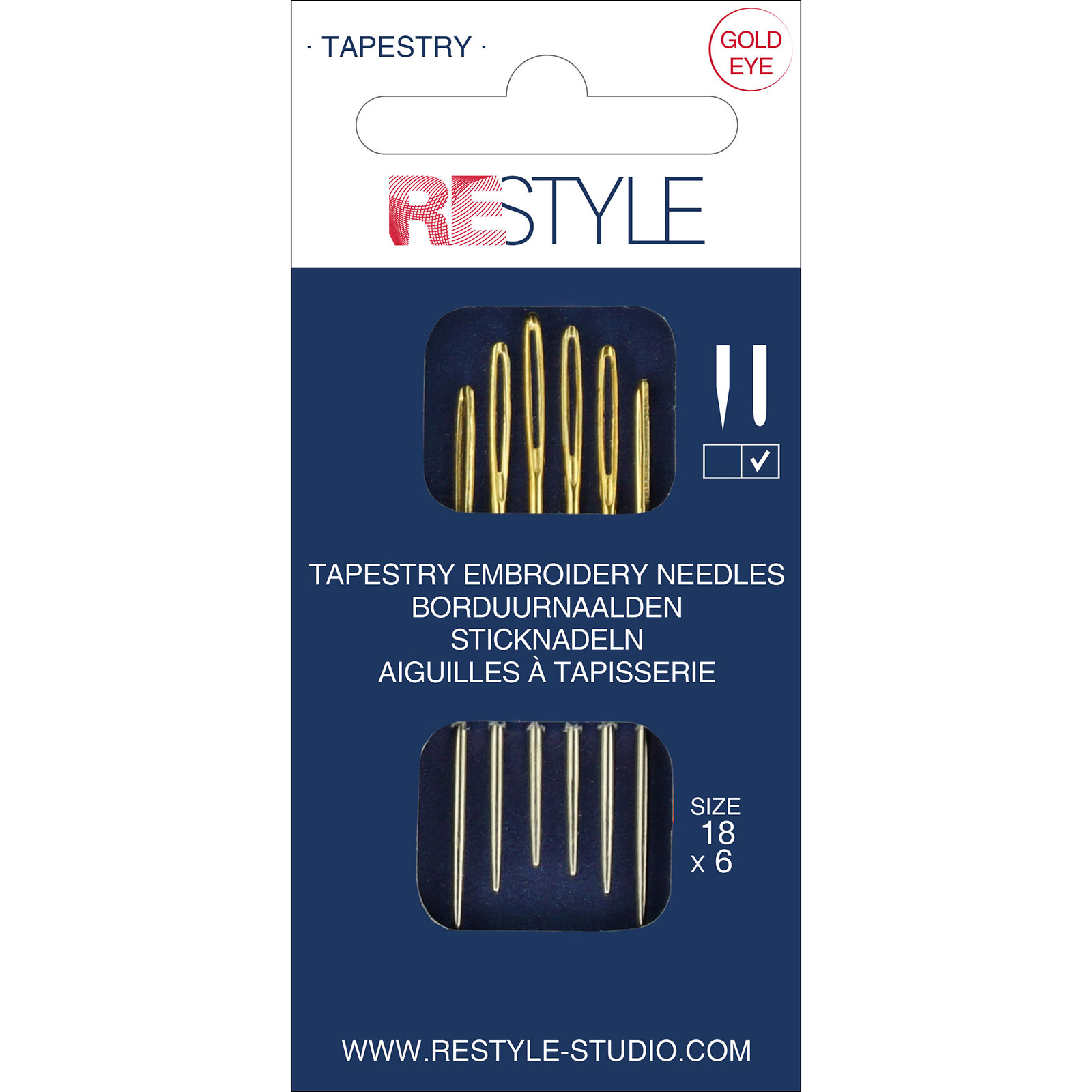 ReStyle Borduurnaalden met ronde punt 18, 6 stuks - Kaart