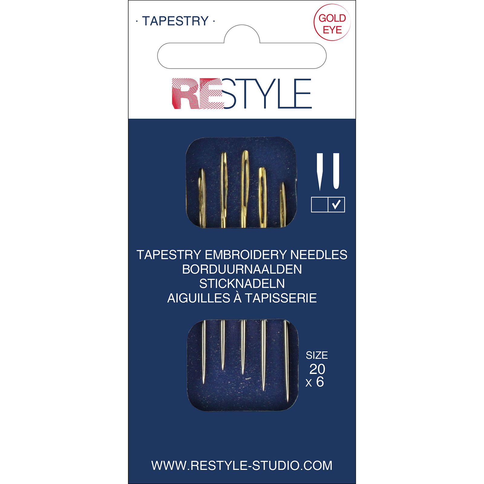 ReStyle Borduurnaalden met ronde punt 20, 6 stuks - Kaart