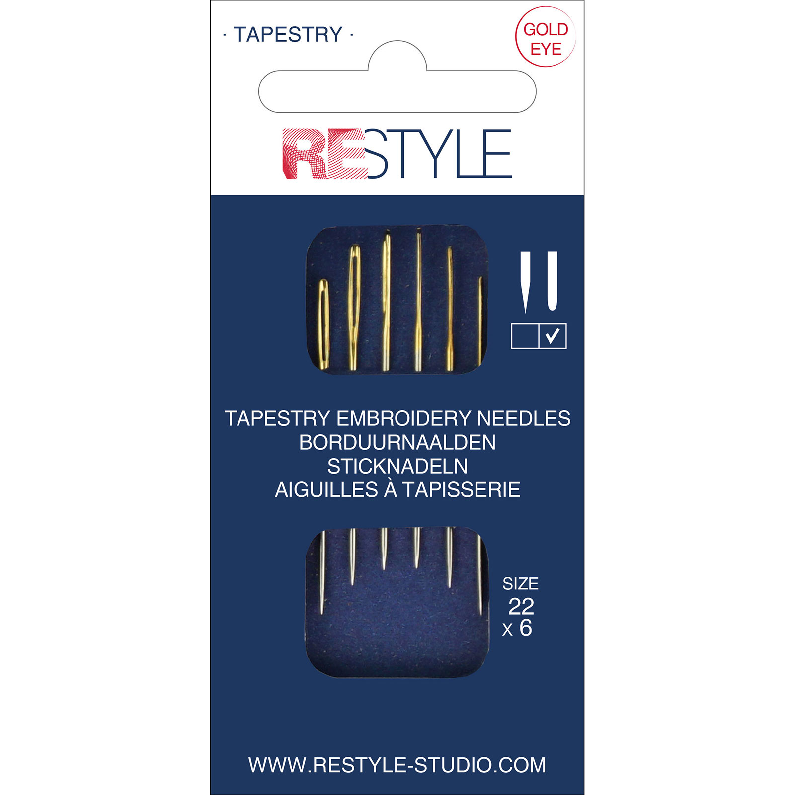 ReStyle Borduurnaalden met ronde punt 22, 6 stuks - Kaart