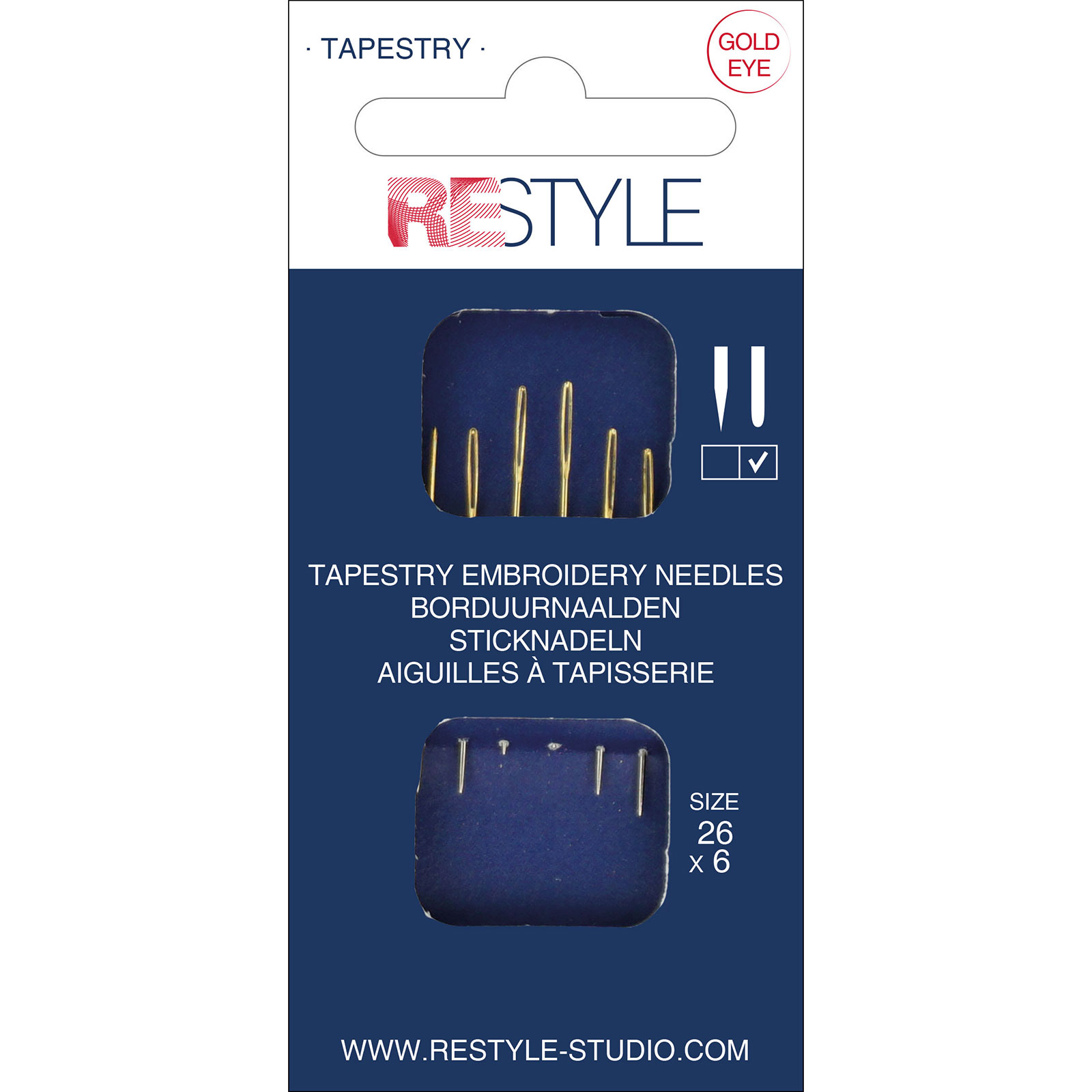 ReStyle Borduurnaalden met ronde punt 26, 6 stuks - Kaart