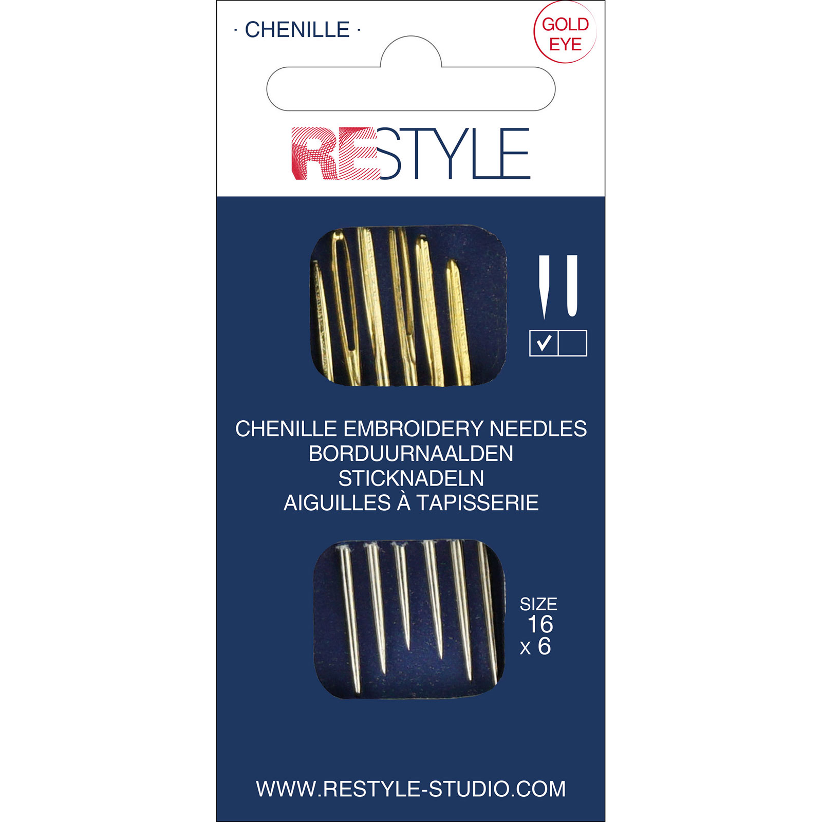 ReStyle Borduurnaalden met scherpe punt 16, 6 stuks - Kaart