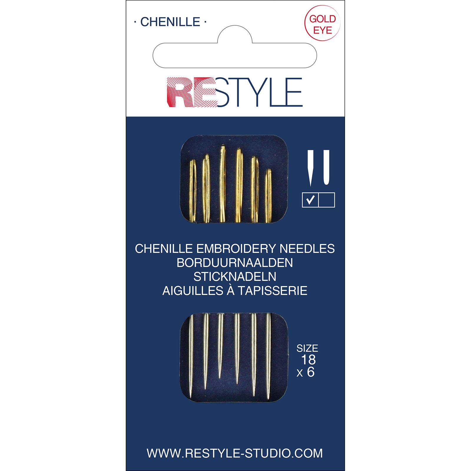 ReStyle Borduurnaalden met scherpe punt 18, 6 stuks - Kaart