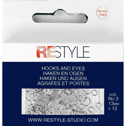 ReStyle Haken en ogen nr. 3 zilver, 12 stuks - Kaart