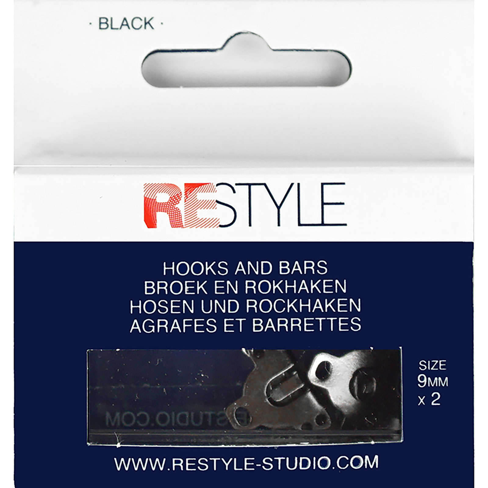 ReStyle Broek- en rokhaken 9 mm zwart, 3 stuks - Kaart
