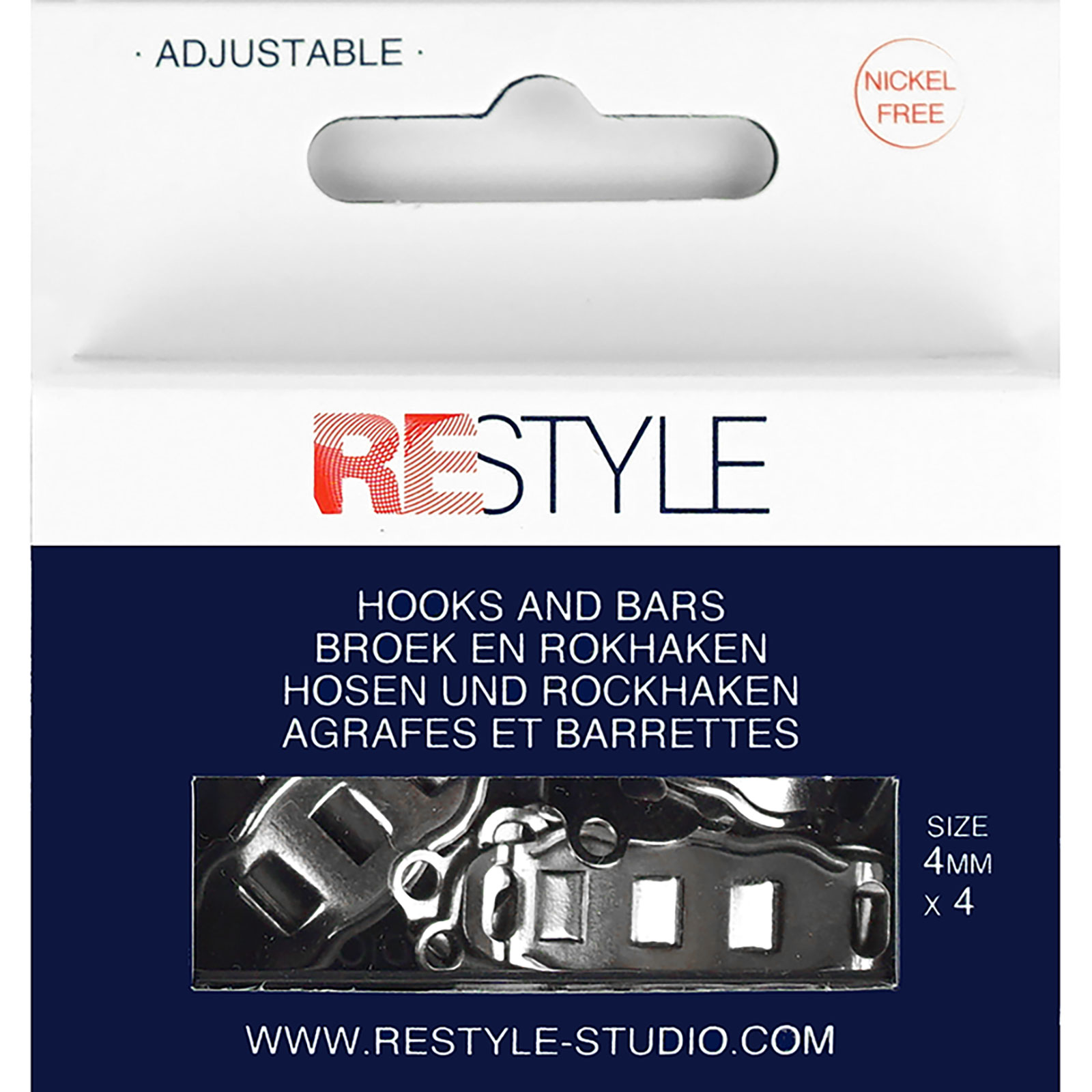 ReStyle Broek- en rokhaken 4 mm verstelbaar, 4 stuks - Kaart