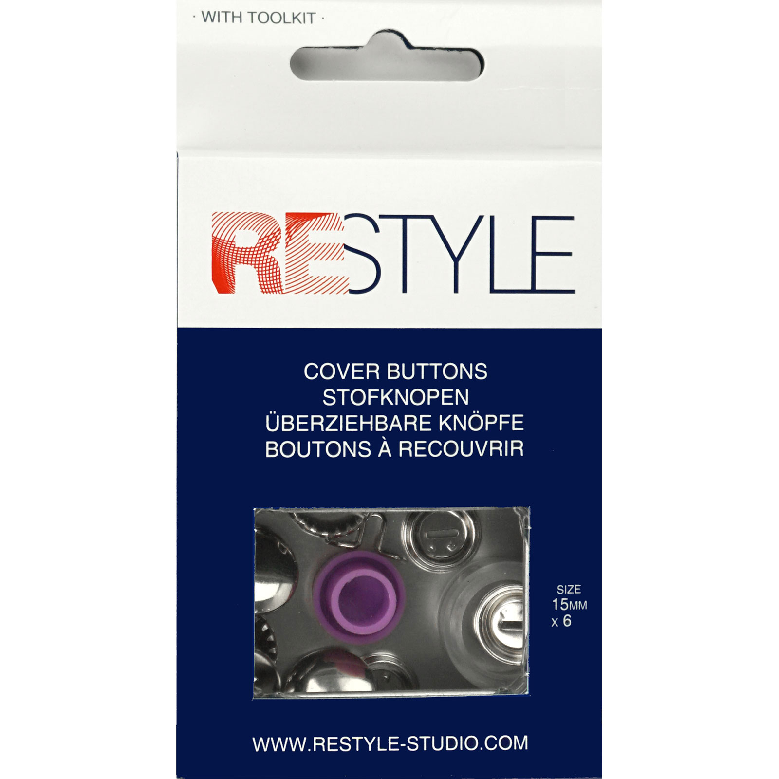 ReStyle Stofknopen 15 mm, 6 stuks en een gereedschapset - Kaart