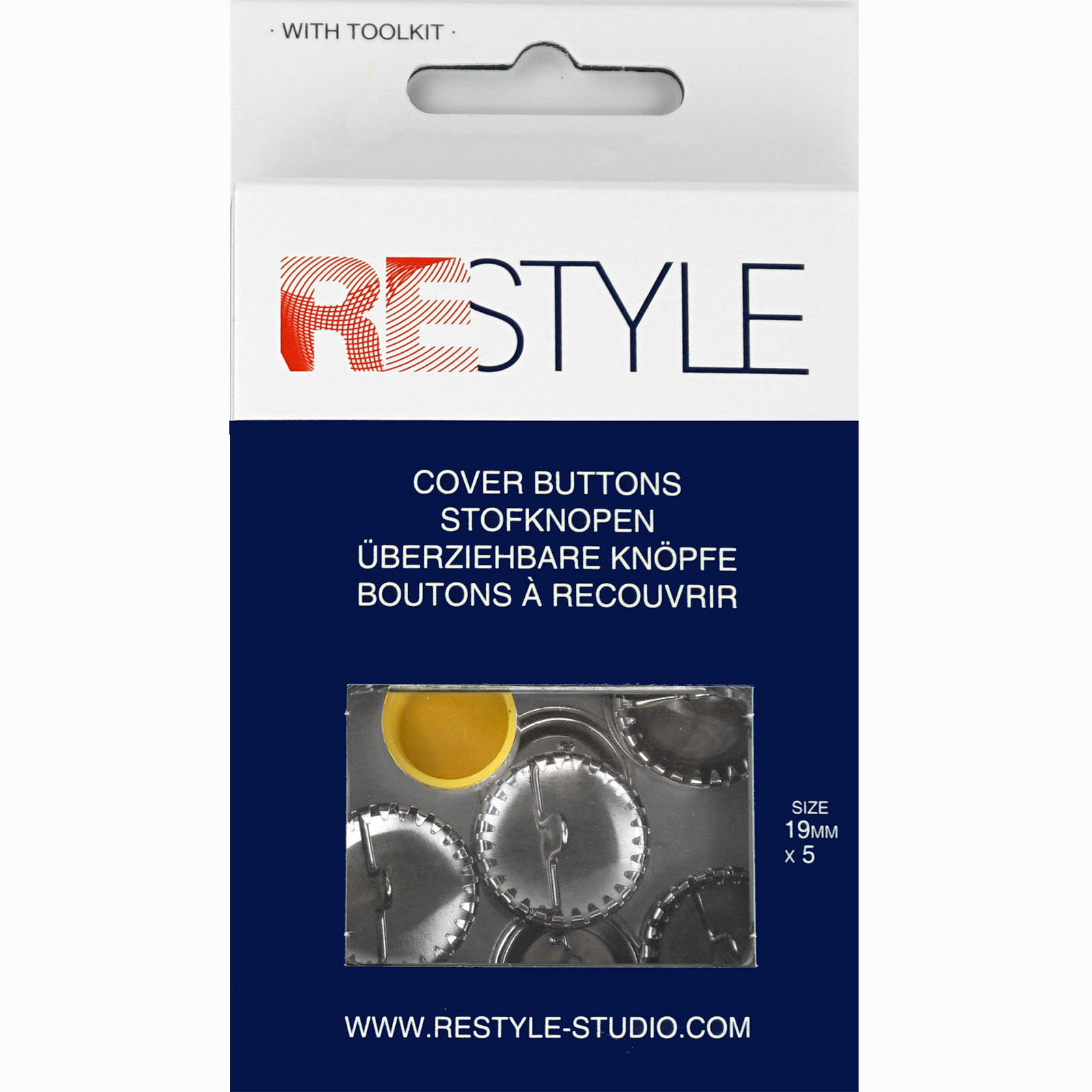ReStyle Stofknopen 19 mm, 5 stuks en een gereedschapset - Kaart