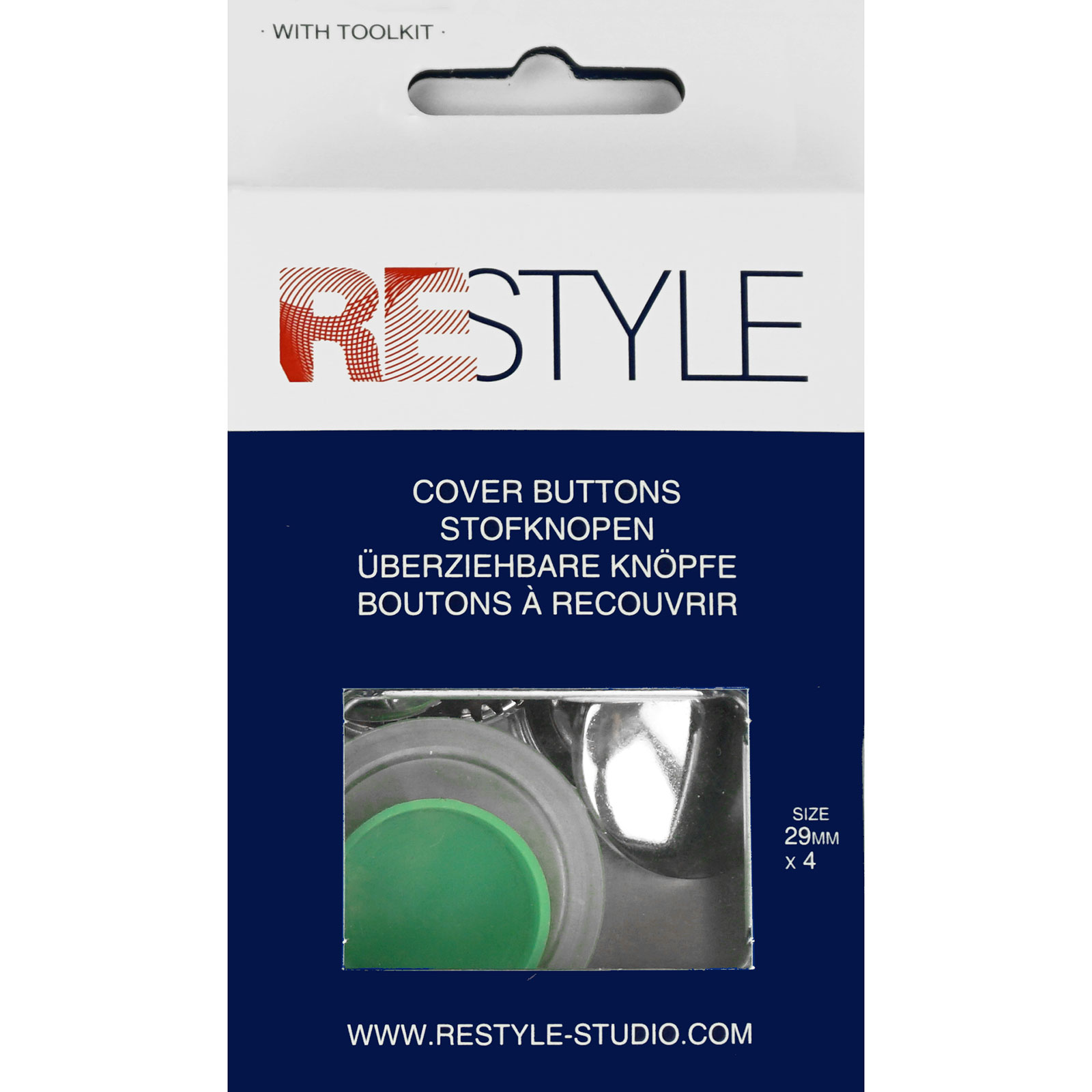 ReStyle Stofknopen 29 mm, 4 stuks en een gereedschapset - Kaart