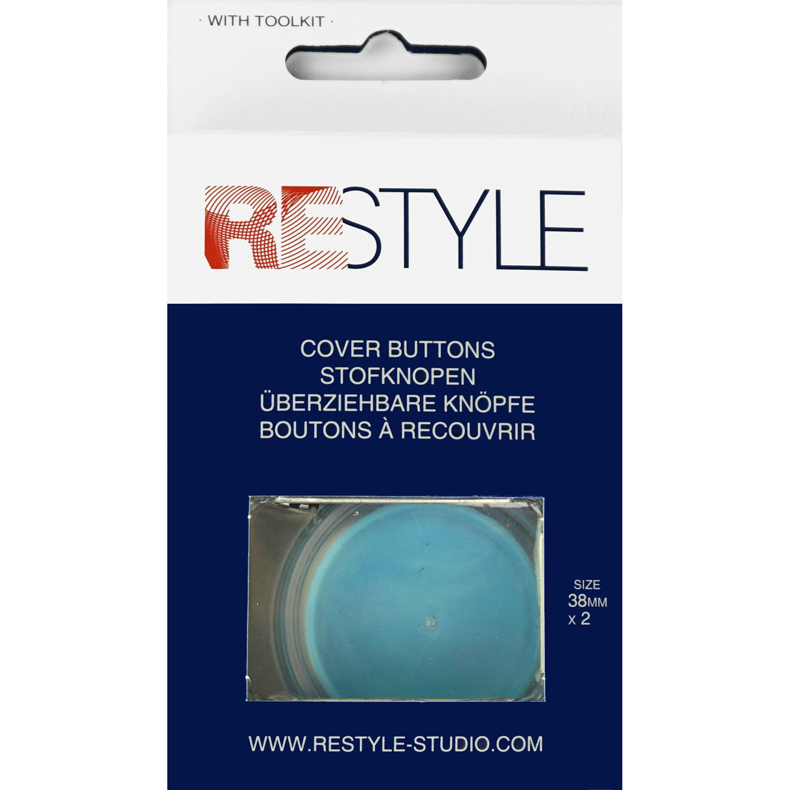 ReStyle Stofknopen 38 mm, 2 stuks en een gereedschapset - Kaart