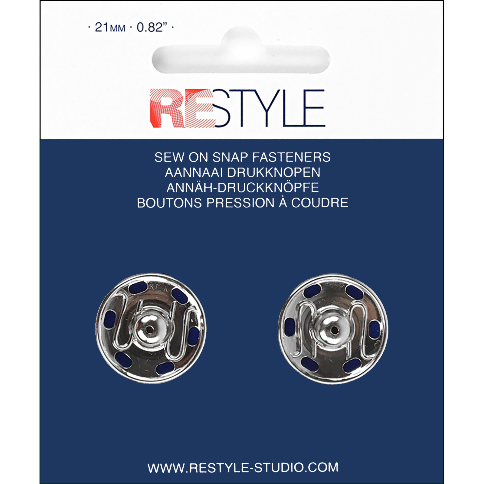 ReStyle Aannaaidrukknopen 21 mm zilver, 2 stuks - Kaart