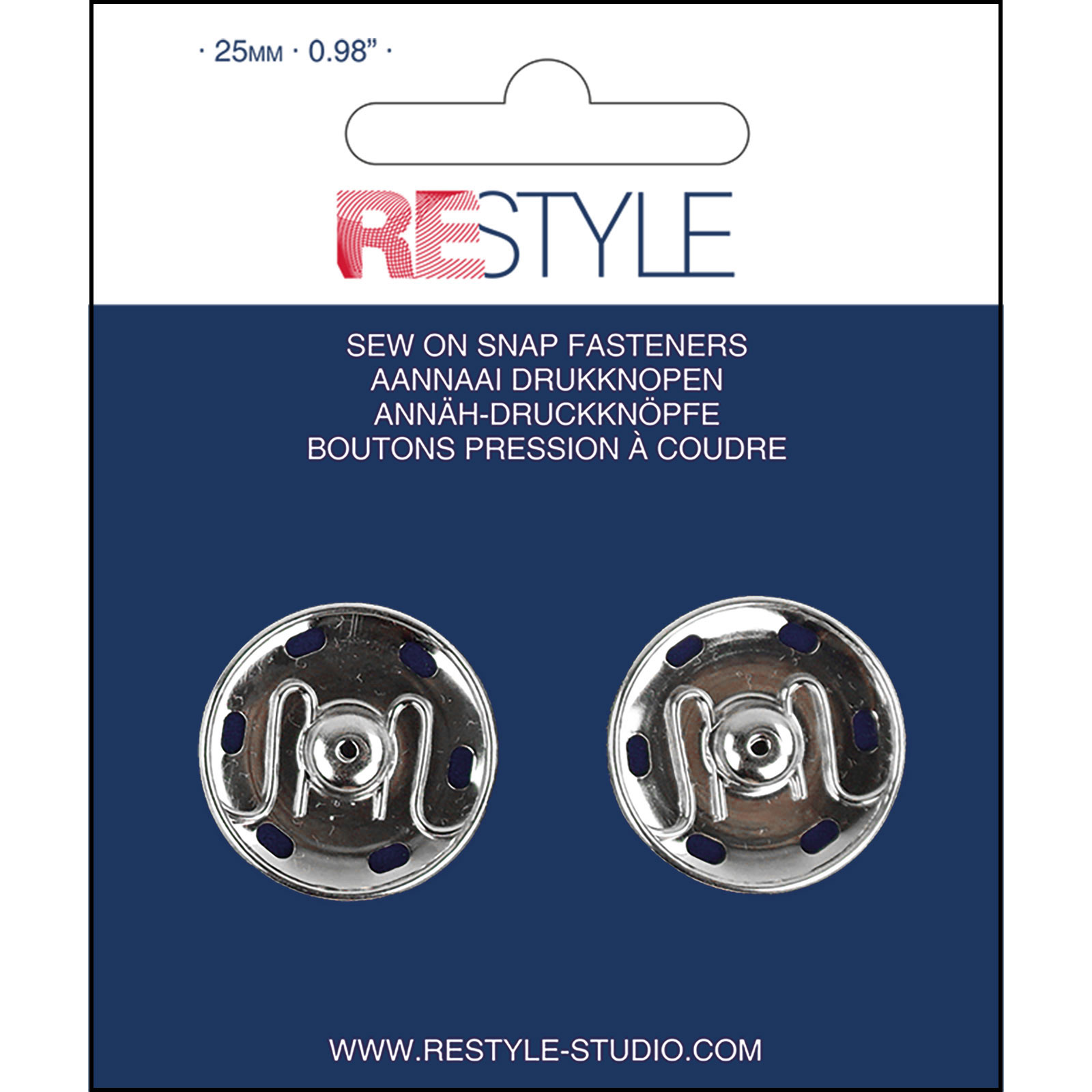 ReStyle Aannaaidrukknopen 25 mm zilver, 2 stuks - Kaart