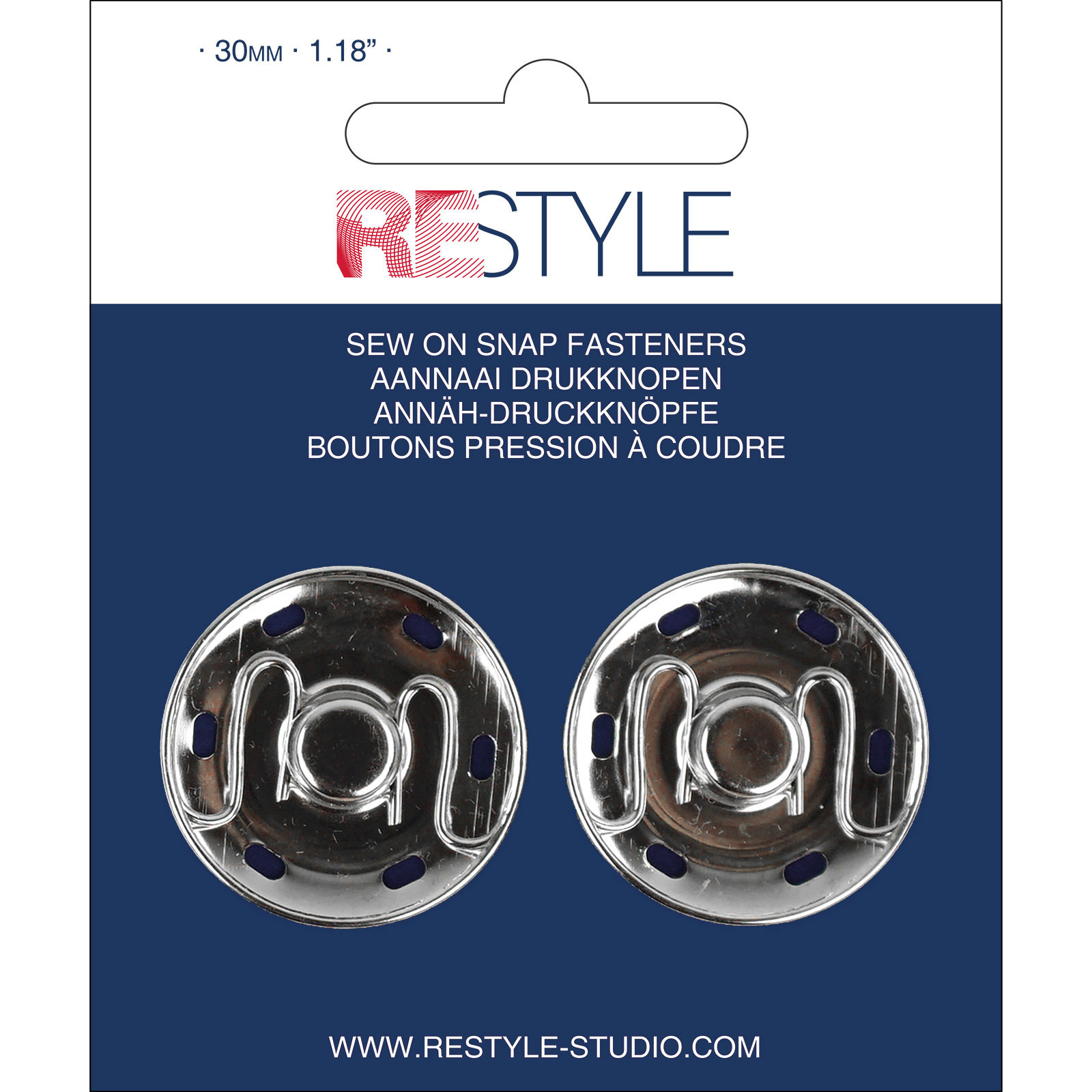 ReStyle Aannaaidrukknopen 30 mm zilver, 2 stuks - Kaart