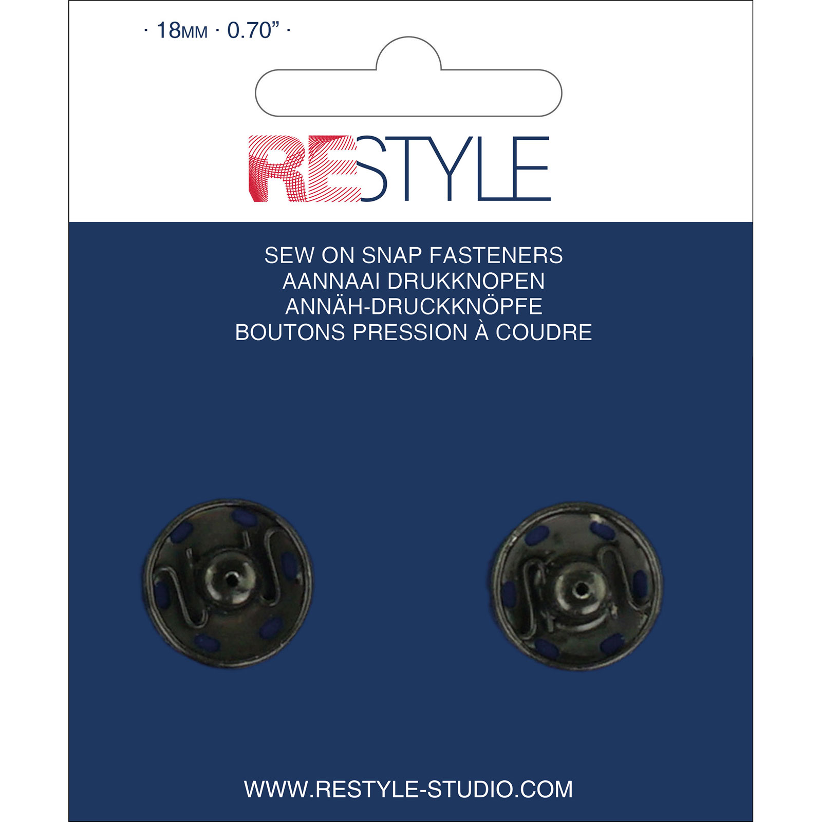 ReStyle Aannaaidrukknopen 18 mm zwart, 2 stuks - Kaart