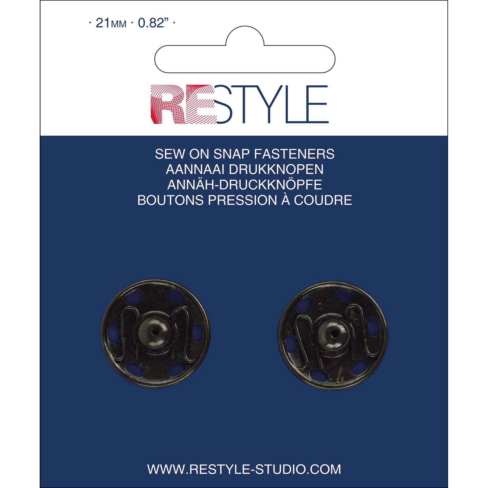 ReStyle Aannaaidrukknopen 21 mm zwart, 2 stuks - Kaart