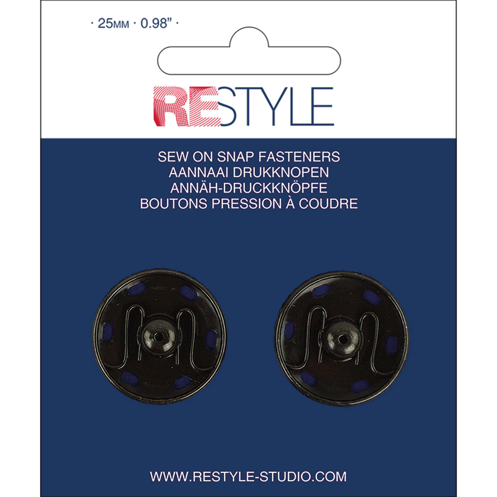 ReStyle Aannaaidrukknopen 25 mm zwart, 2 stuks - Kaart