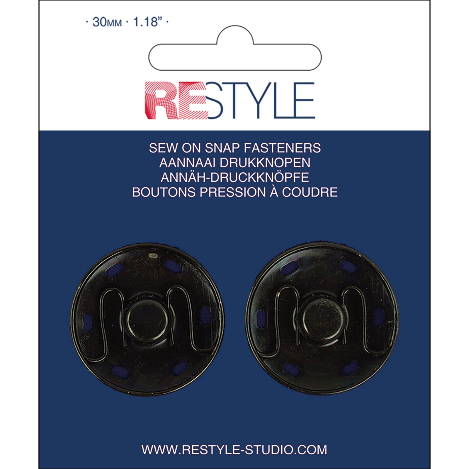 ReStyle Aannaaidrukknopen 30 mm zwart, 2 stuks - Kaart