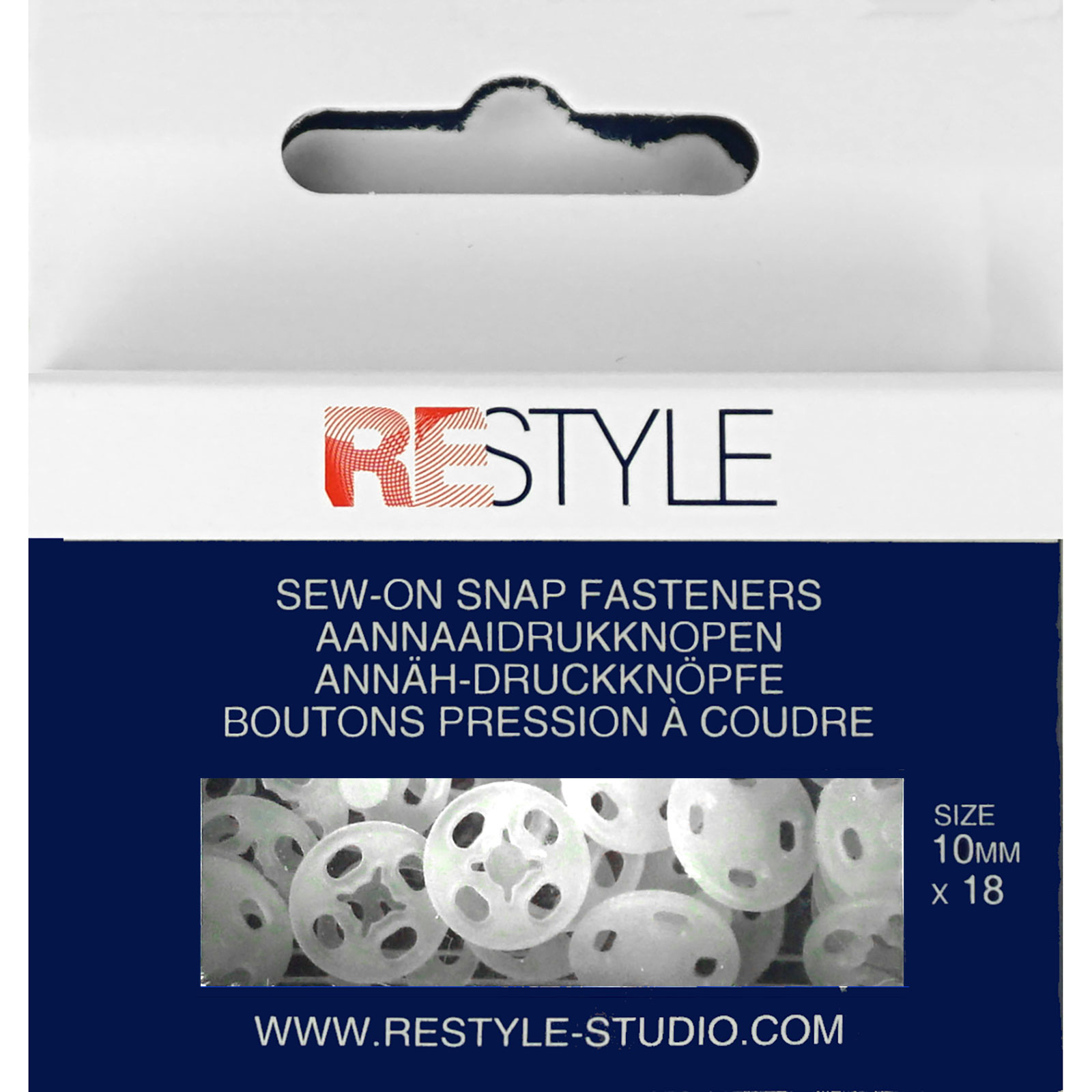 ReStyle Aannaaidrukknopen 10 mm plastic, 18 stuks - Kaart
