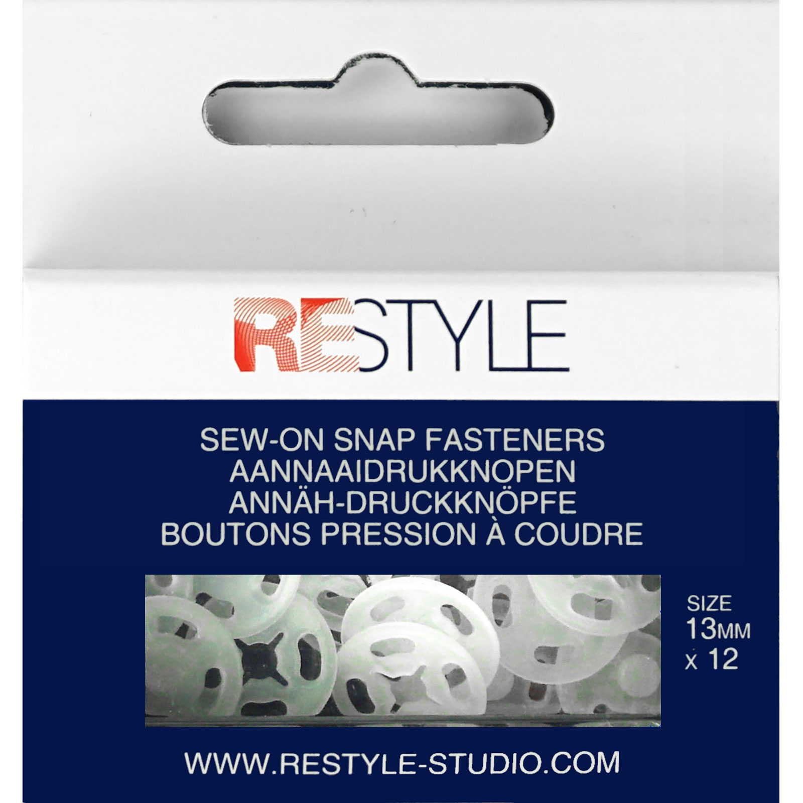 ReStyle Aannaaidrukknopen 13 mm plastic, 12 stuks - Kaart