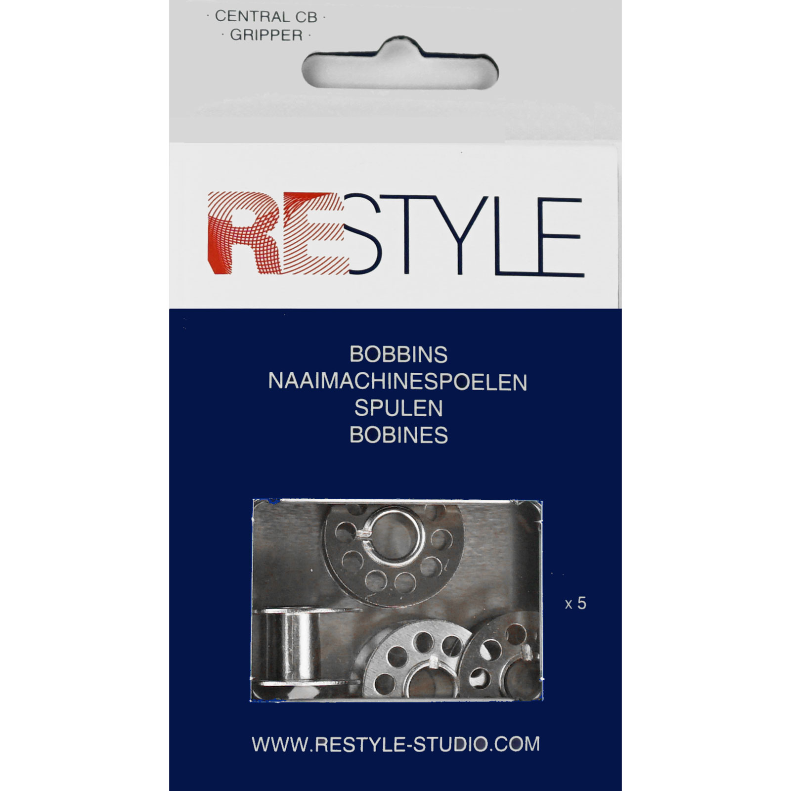 ReStyle Naaimachinespoelen voor CB grijper metaal 20,5 x 11,7 mm hoog, 5 stuks - Kaart