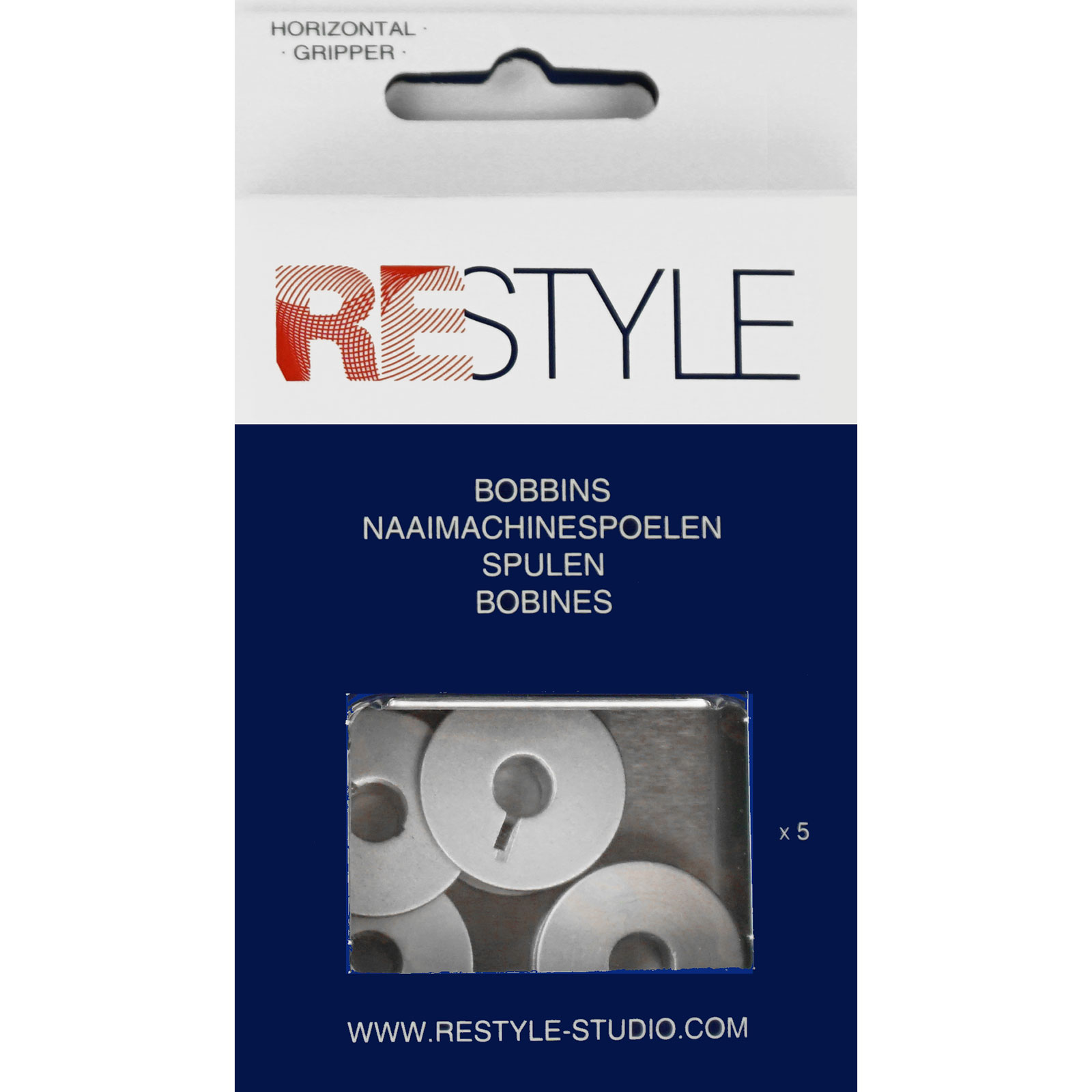 ReStyle Naaimachinespoelen voor horizontaal grijper plastic 20,5 x 11,5 mm hoog, 5 stuks - Kaart