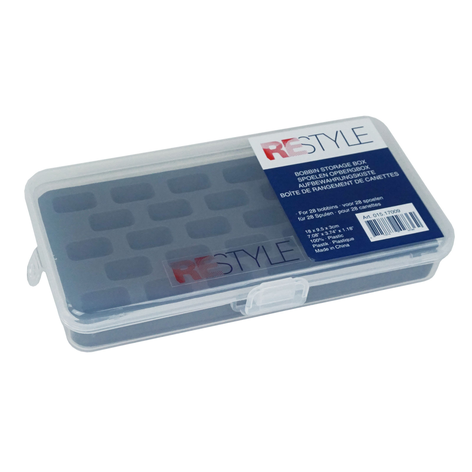 Restyle 015.17009 Spoelendoos met schuimkussen voor 28 spoelen 18x9,5x3cm - STUK