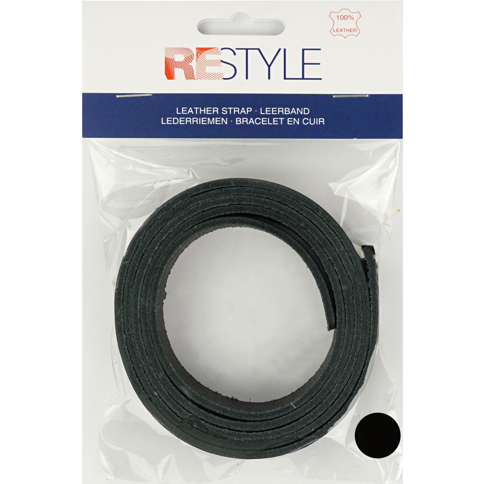 Restyle Leerband 120cm x 2 cm,  2,8mm dik - Kleur 000