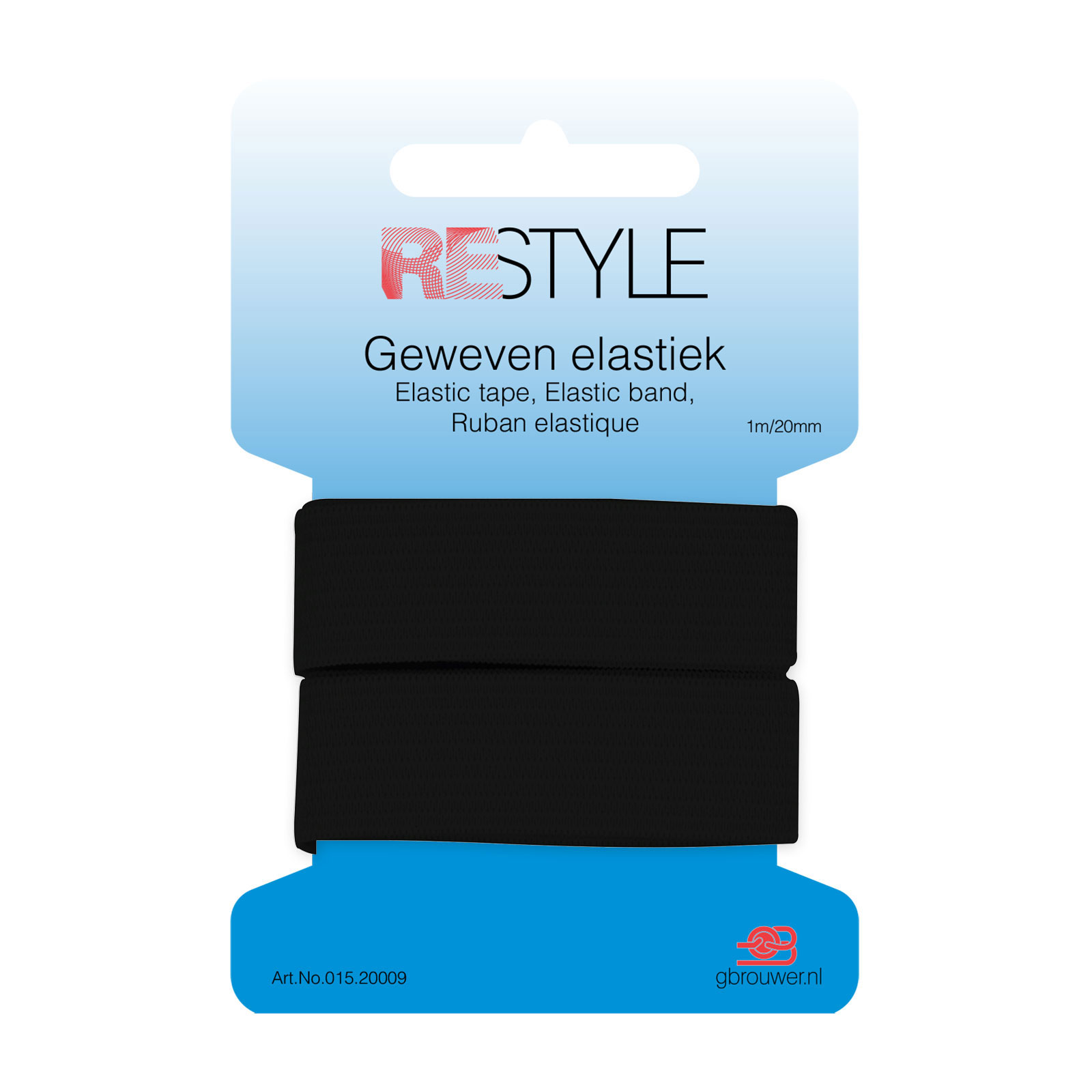 ReStyle Geweven elastiek 20 mm x 1 meter - Kleur 000