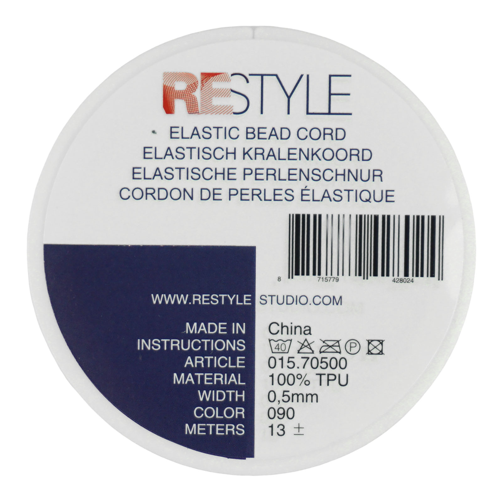 Restyle elastisch kralenkoord 0.5mm, 13 meter - Kleur 090