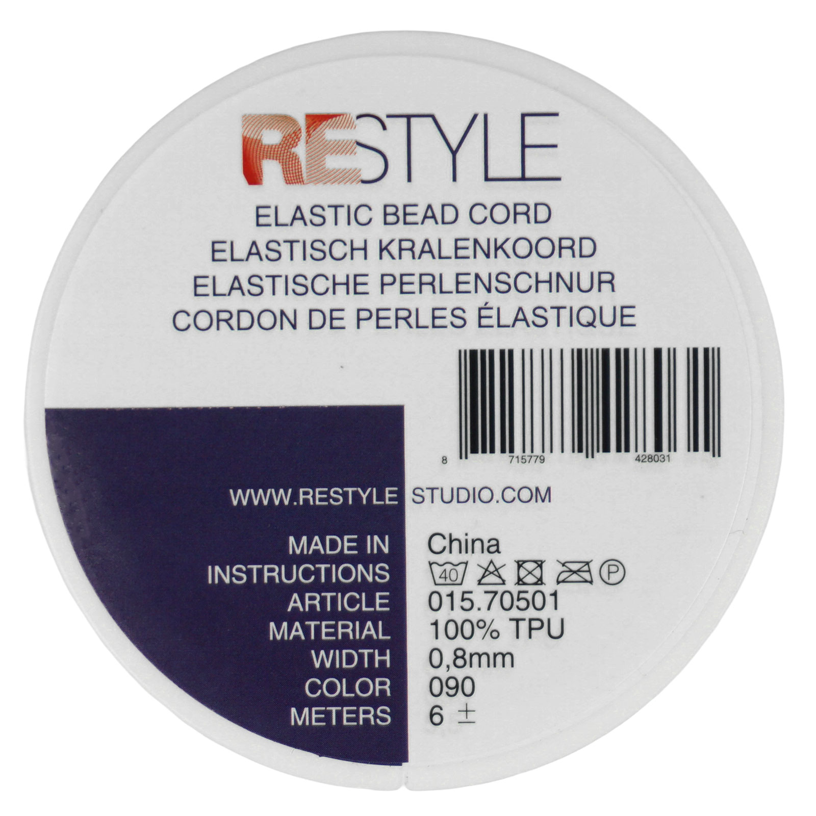 Restyle elastisch kralenkoord 0.8mm, 6 meter - Kleur 090