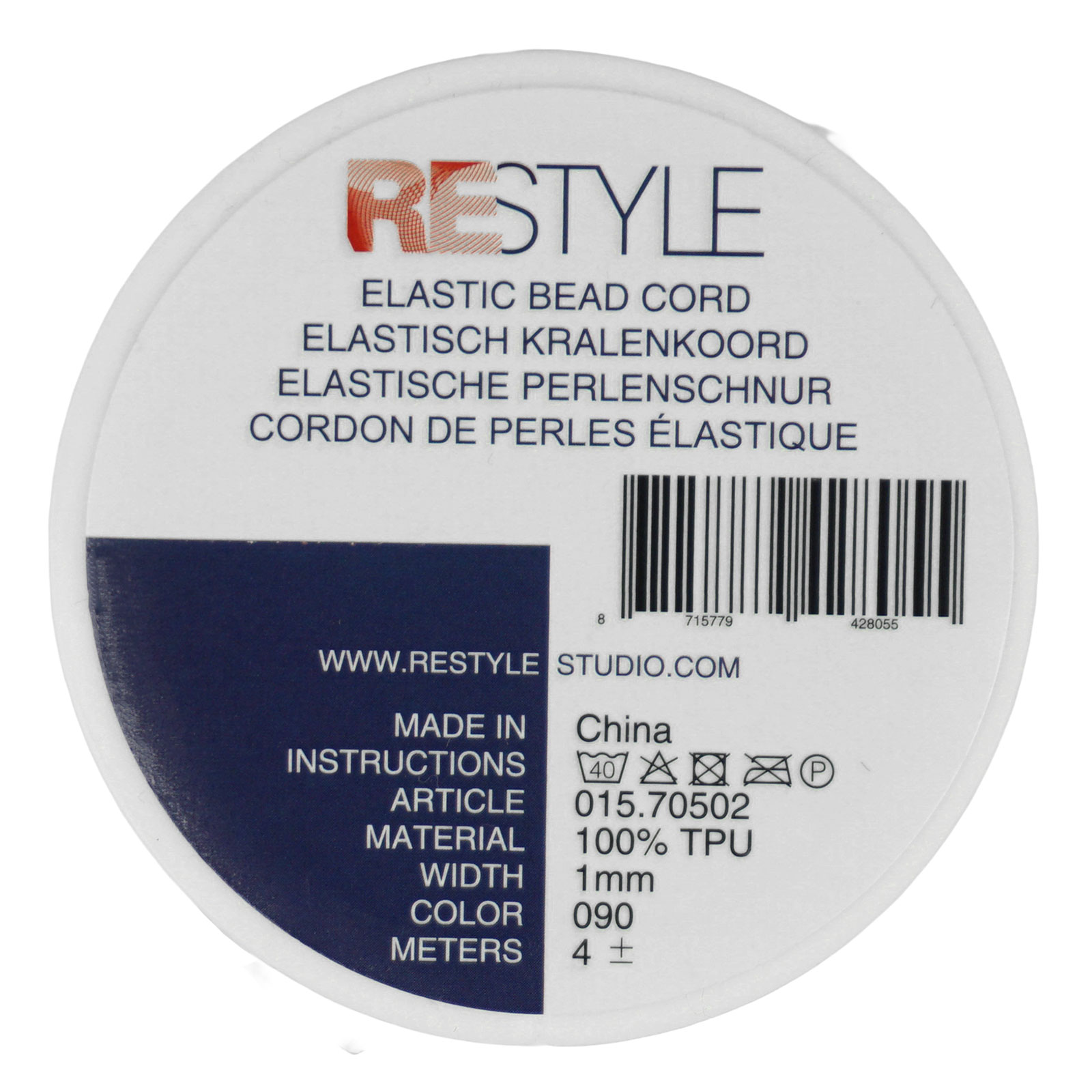 Restyle elastisch kralenkoord 1 mm, 4 meter - Kleur 090
