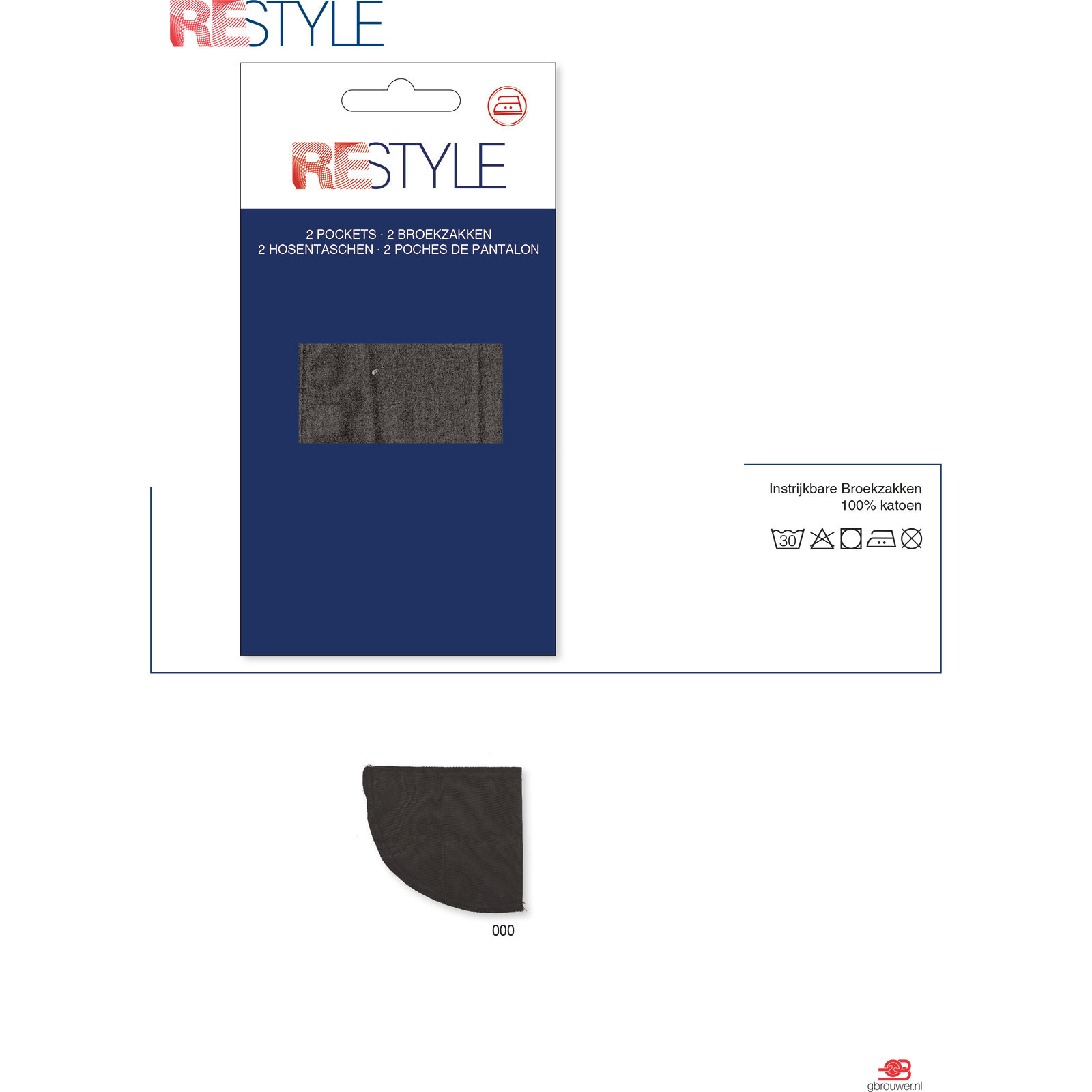 ReStyle Broekzakken Instrijkbaar, 2 stuks - Kleur 000