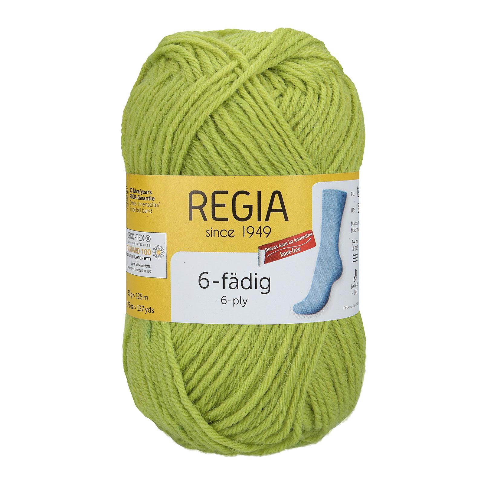 Regia 9801280 Sokkengaren uni kleuren 6 draads 125 meter / 50 gram - Kleur 1056