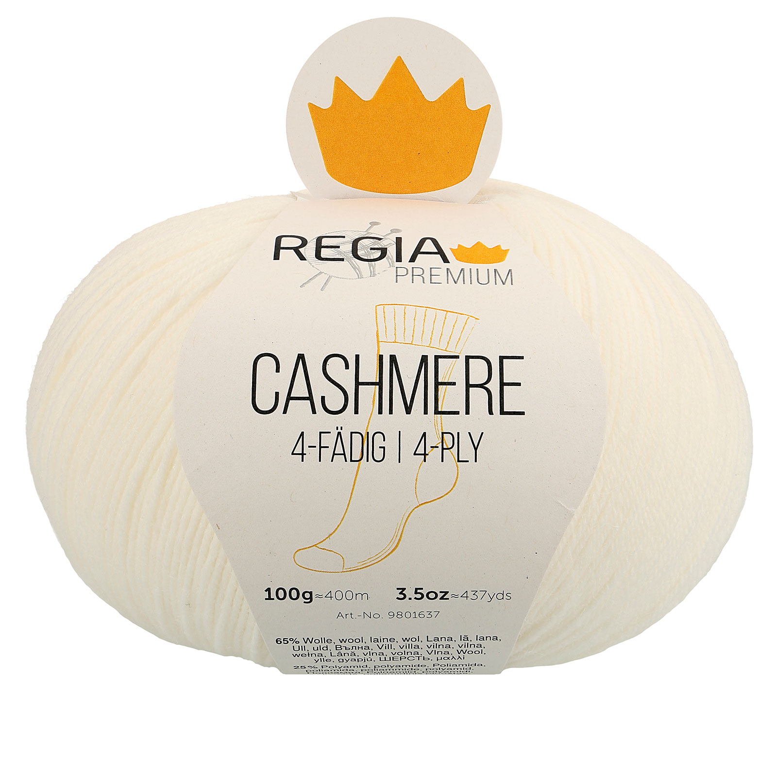 Regia Premium 9801637 Cashmere sokkengaren 4 draads 400 meter / 100 gram - Kleur 1
