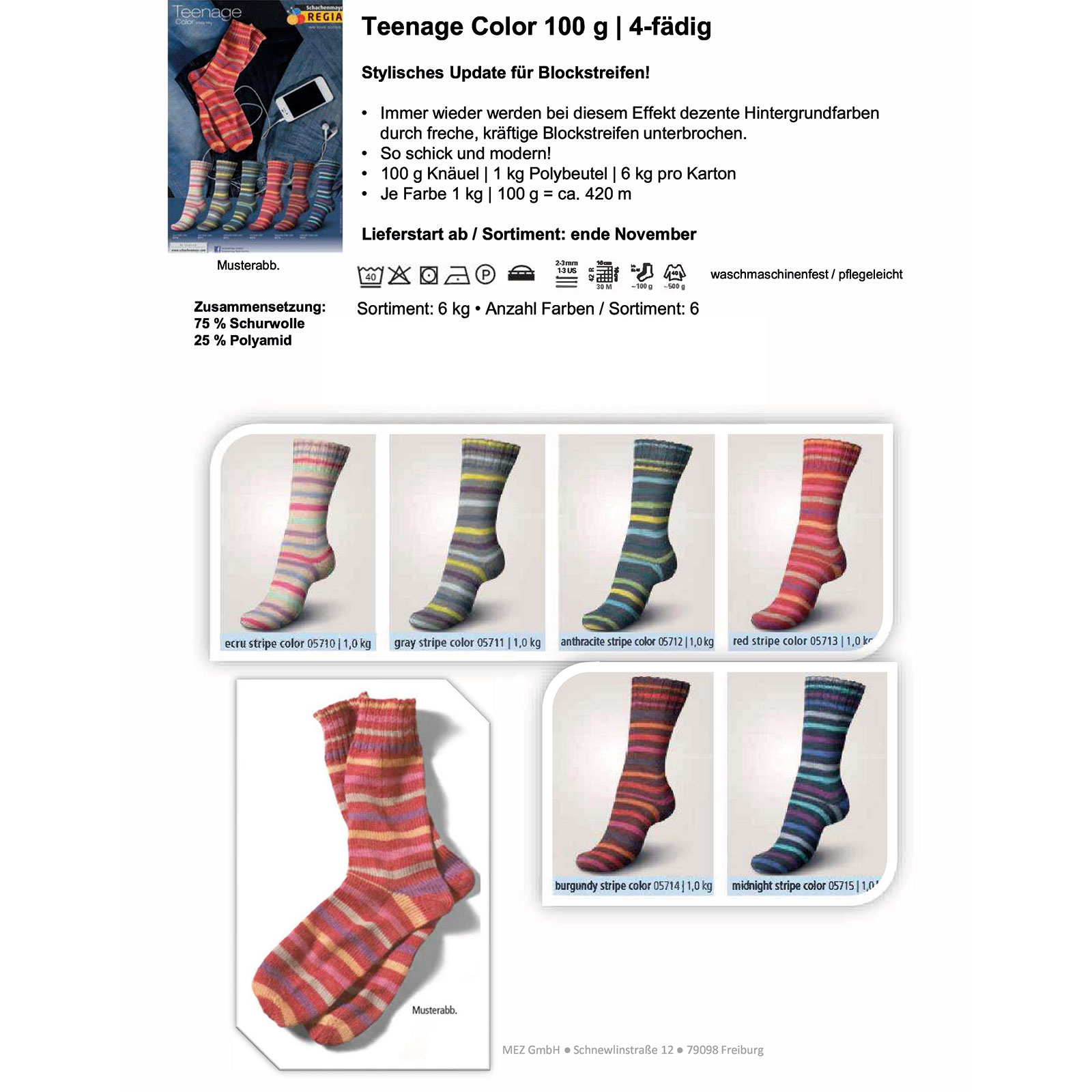 Regia 9891273-00353 Assortiment Teenage Color 100 gram - 420 meter - 6 kilo assortiment - Assortiment