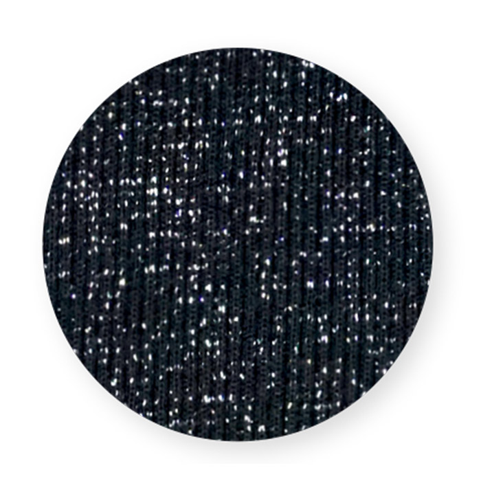 Restyle 052.5 Boordstof tricot 2mm rib uni met zilveren lurex draad 36 cm - Kleur 000