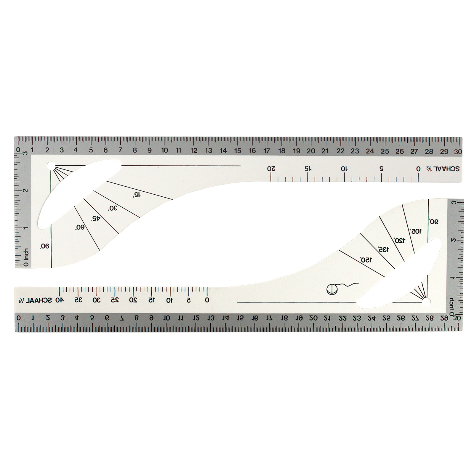 Restyle 057.30 Coupeuse Liniaal / Tekenhaak 30 cm . Schaal in cm/inch - STUK