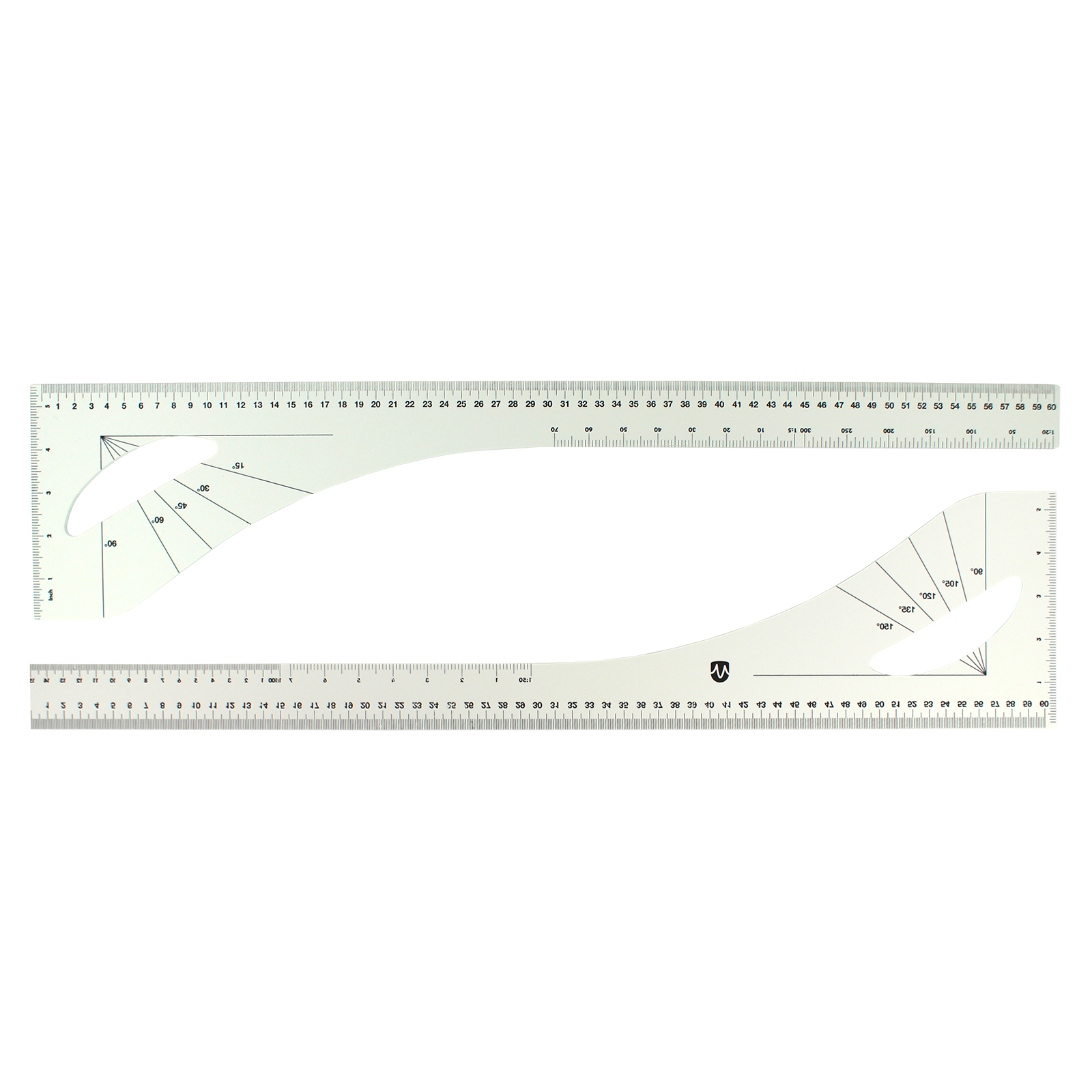 Restyle 057.31 Coupeuse Liniaal / Tekenhaak 60 cm . Schaal in cm/inch - STUK