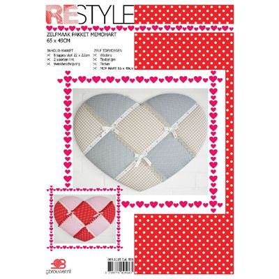 Restyle 069.1115 Stof pakket Memobord Hart Patchwork - Kleur 856