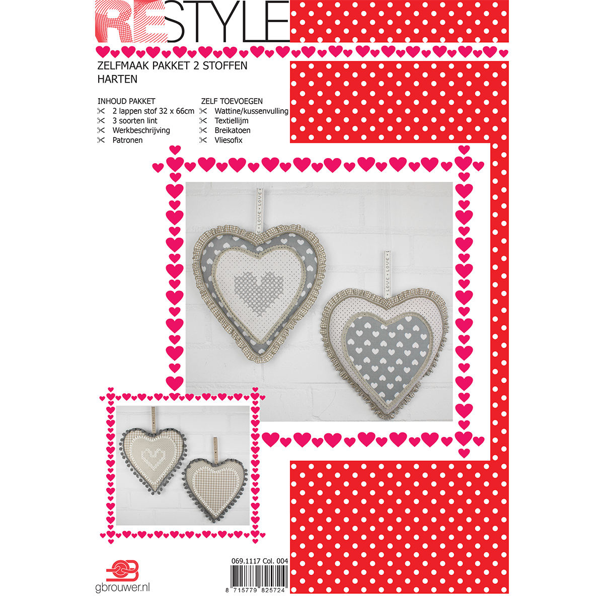 Restyle 069.1117 Stof pakket Harten - Kleur 004