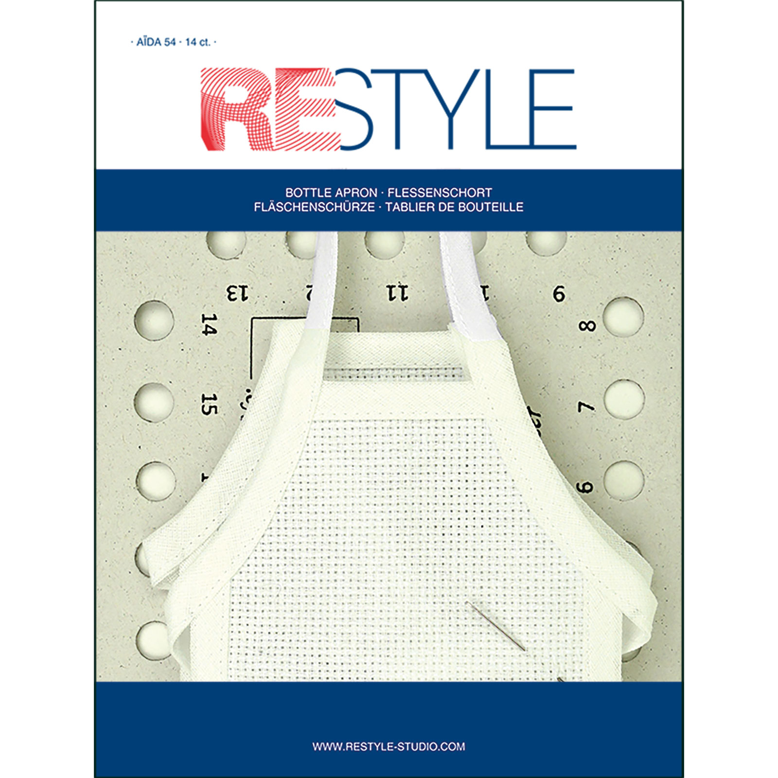 Restyle 078.107 Bottle apron flessenschort aïda borduurstof 14count 10x15cm - Kaart