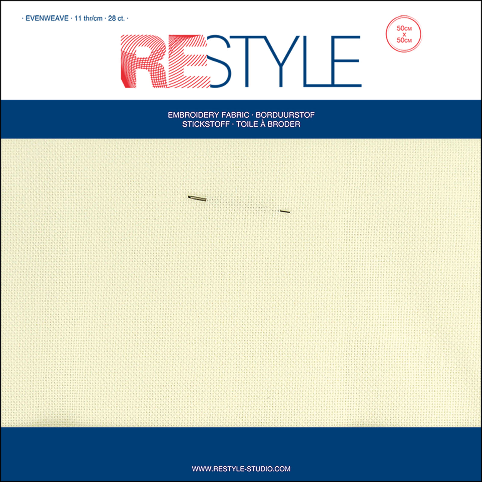 Restyle 078.202ZB Evenweave 28 count borduurstof 11 draden per cm  50x50cm - Kleur 087