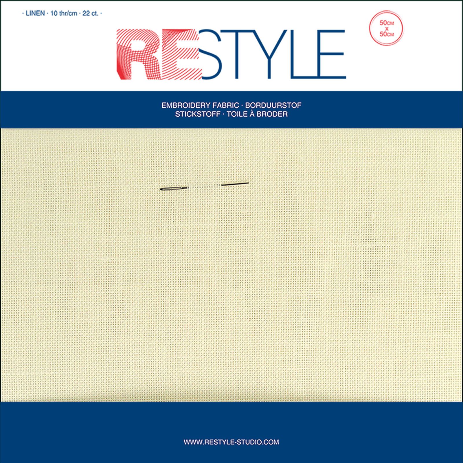 Restyle 303ZB Linnen 22 count borduurstof 10 draden per cm 50x50cm - Kleur 089