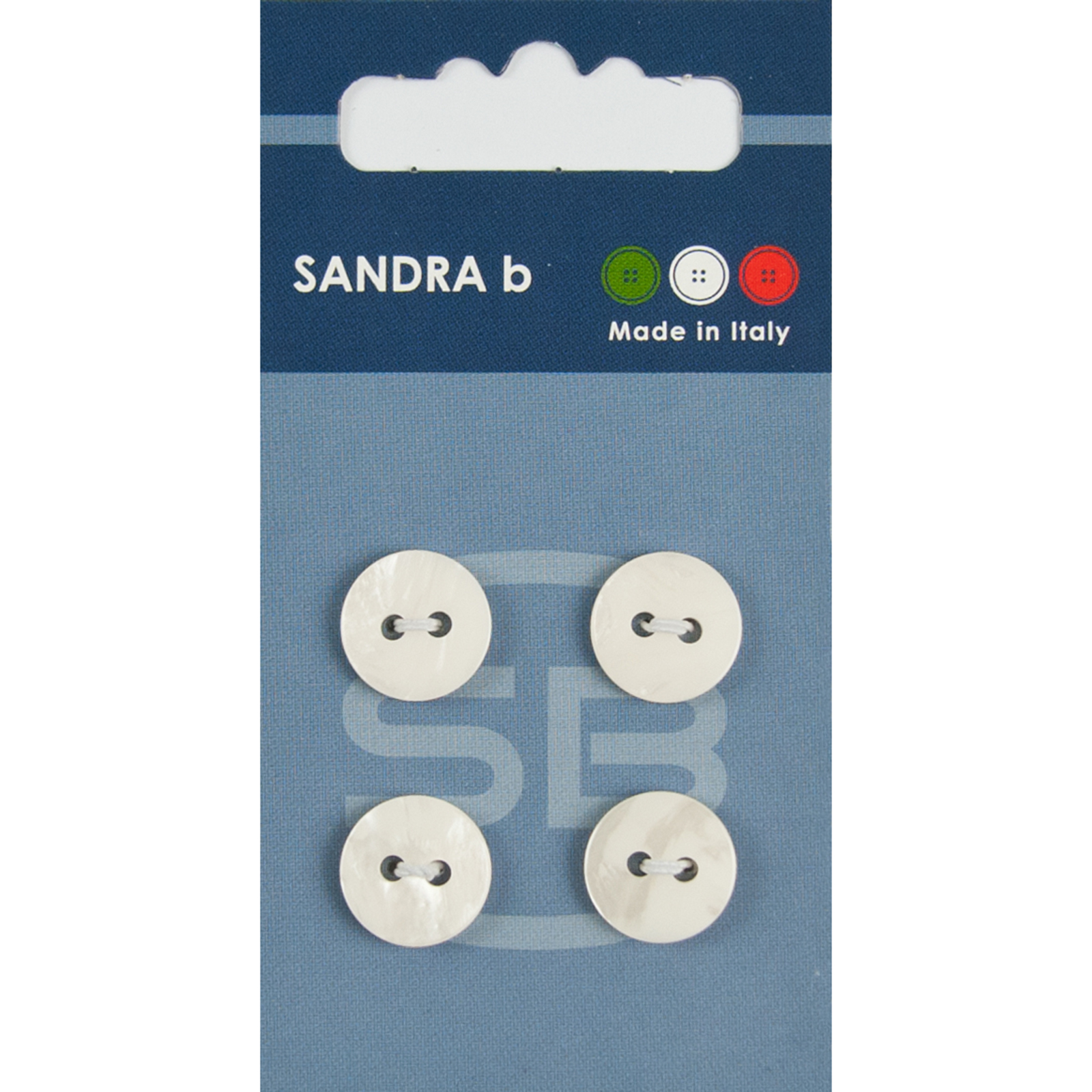 Sandra Ab 007.CARD009 Unigekleurde knopen 2 gaats 13 mm - Kaart