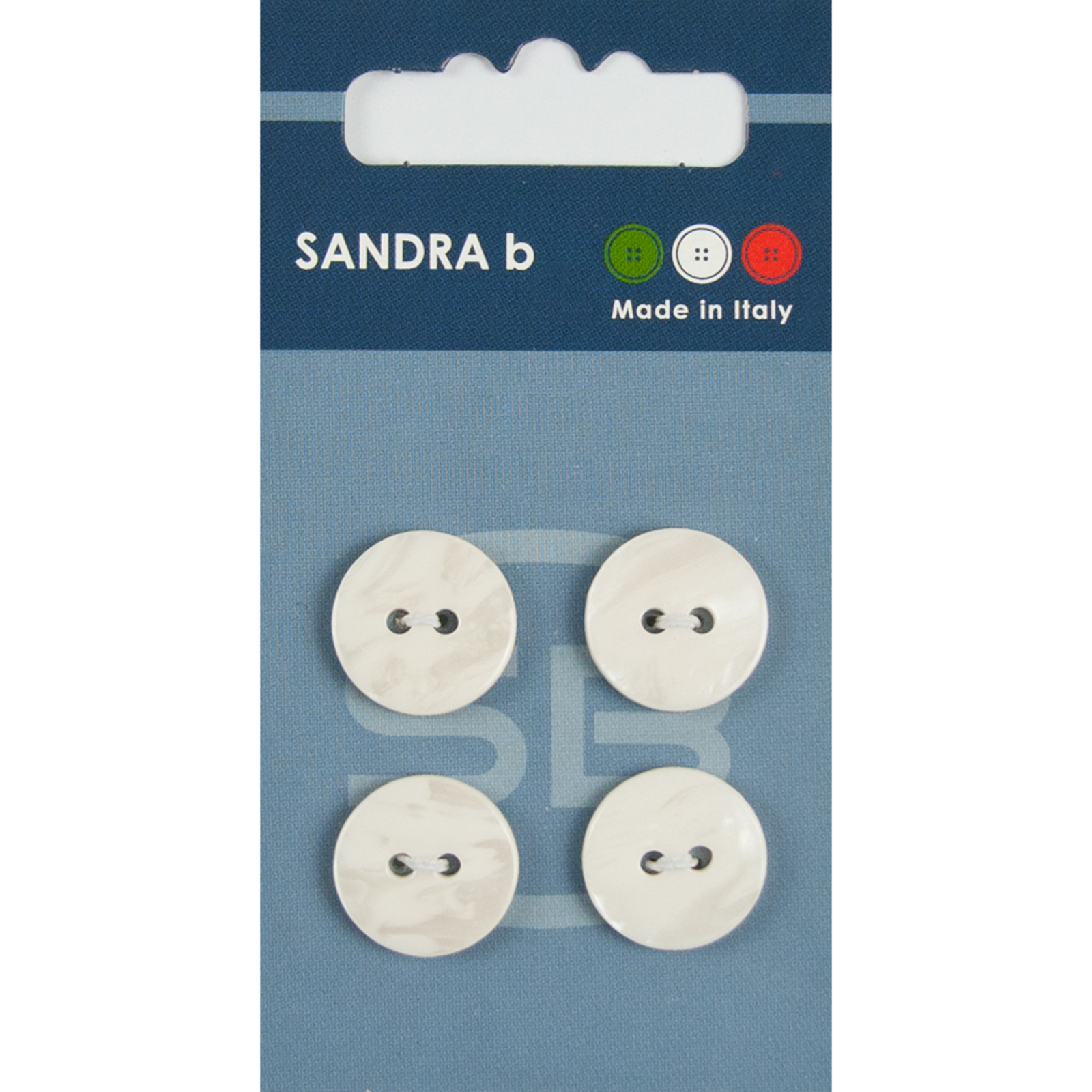 Sandra Ab 007.CARD010 Unigekleurde knopen 2 gaats 15 mm - Kaart