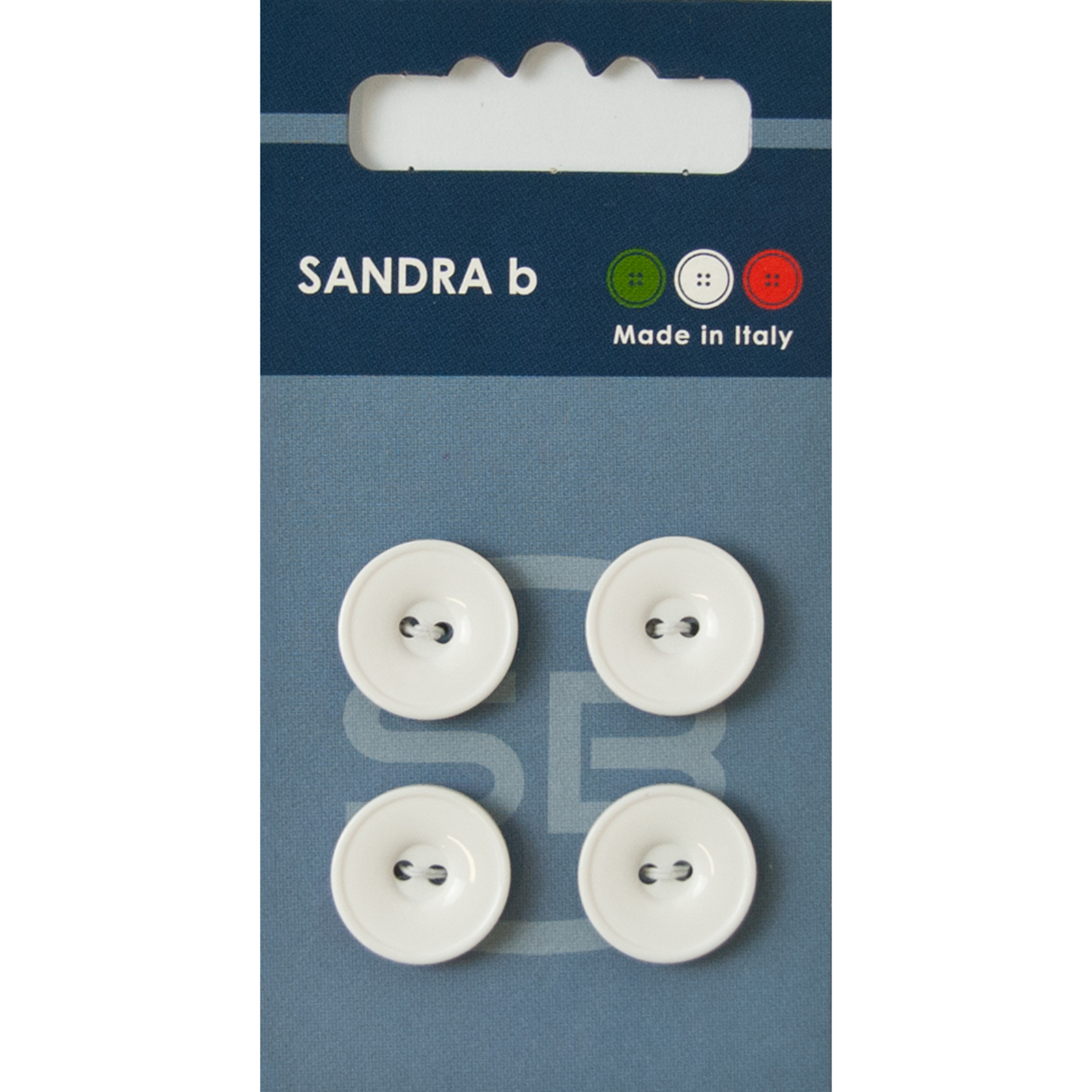 Sandra Ab 007.CARD018 Unigekleurde knopen 2 gaats 15 mm - Kaart