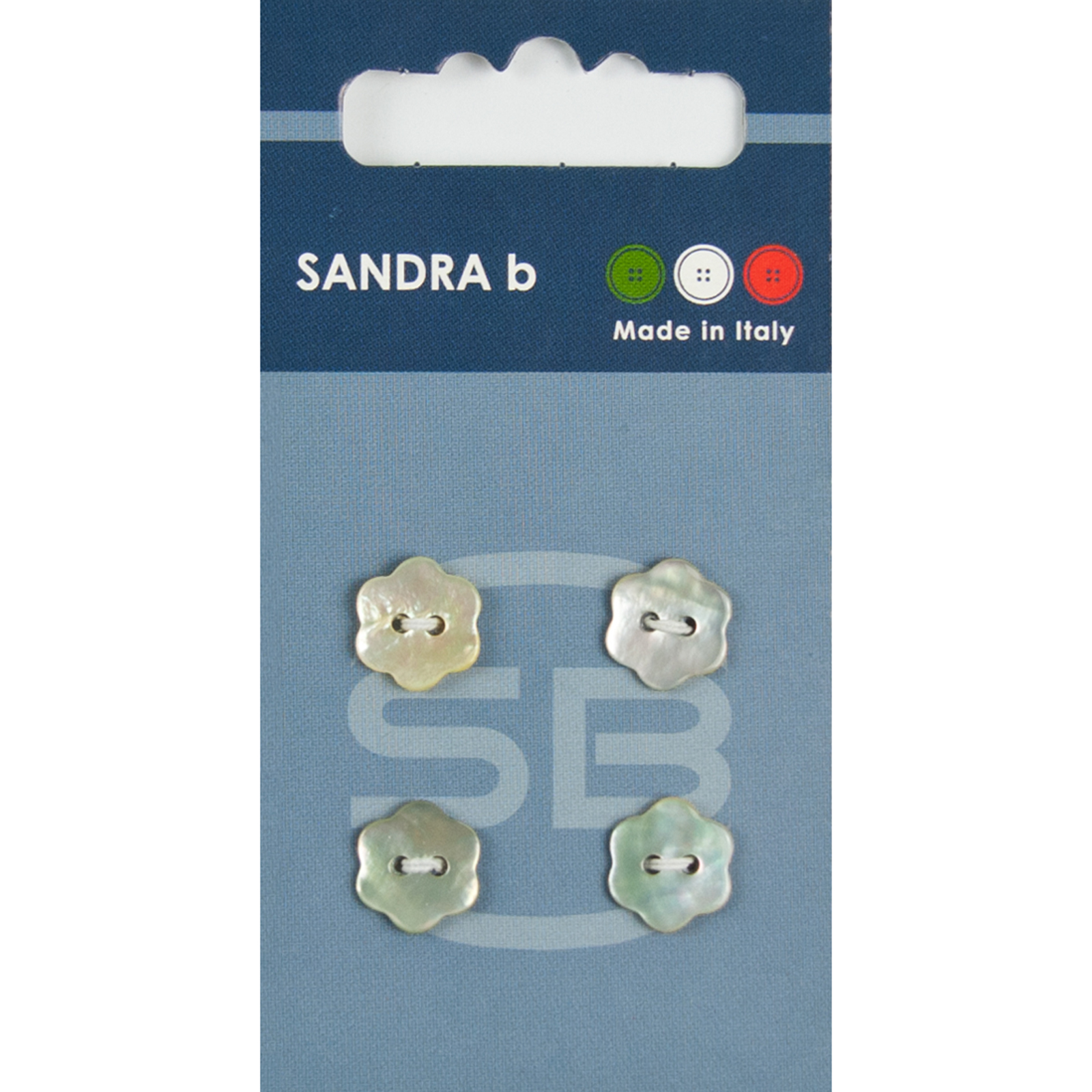 Sandra Ab 007.CARD026 Parelmoer knopen 2 gaats 11 mm - Kaart