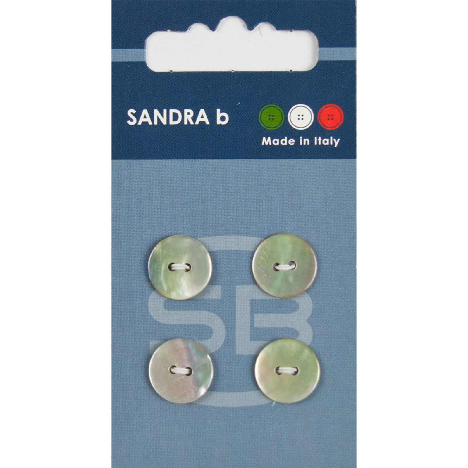 Sandra Ab 007.CARD031 Parelmoer knopen 2 gaats 13 mm - Kaart